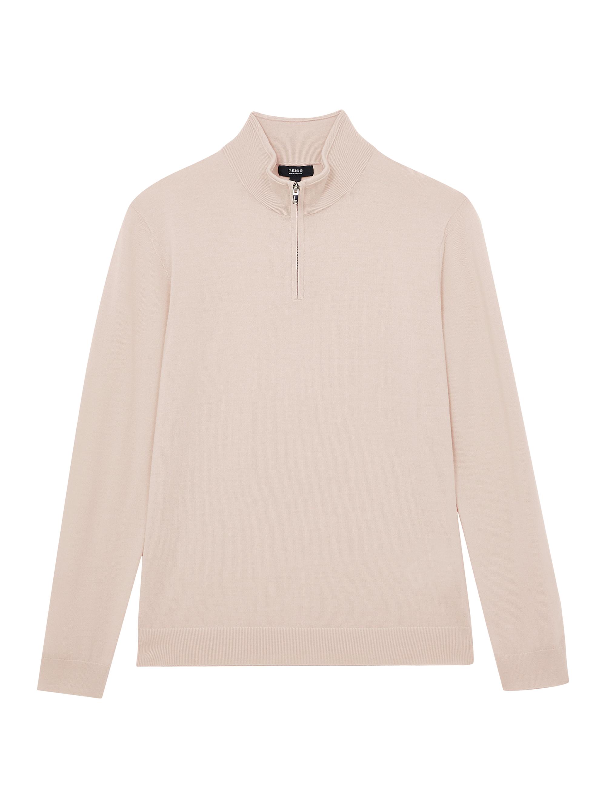 Reiss Men's Blackhall Quarter-Zip Wool Sweater - Beige | Thumbnail 6