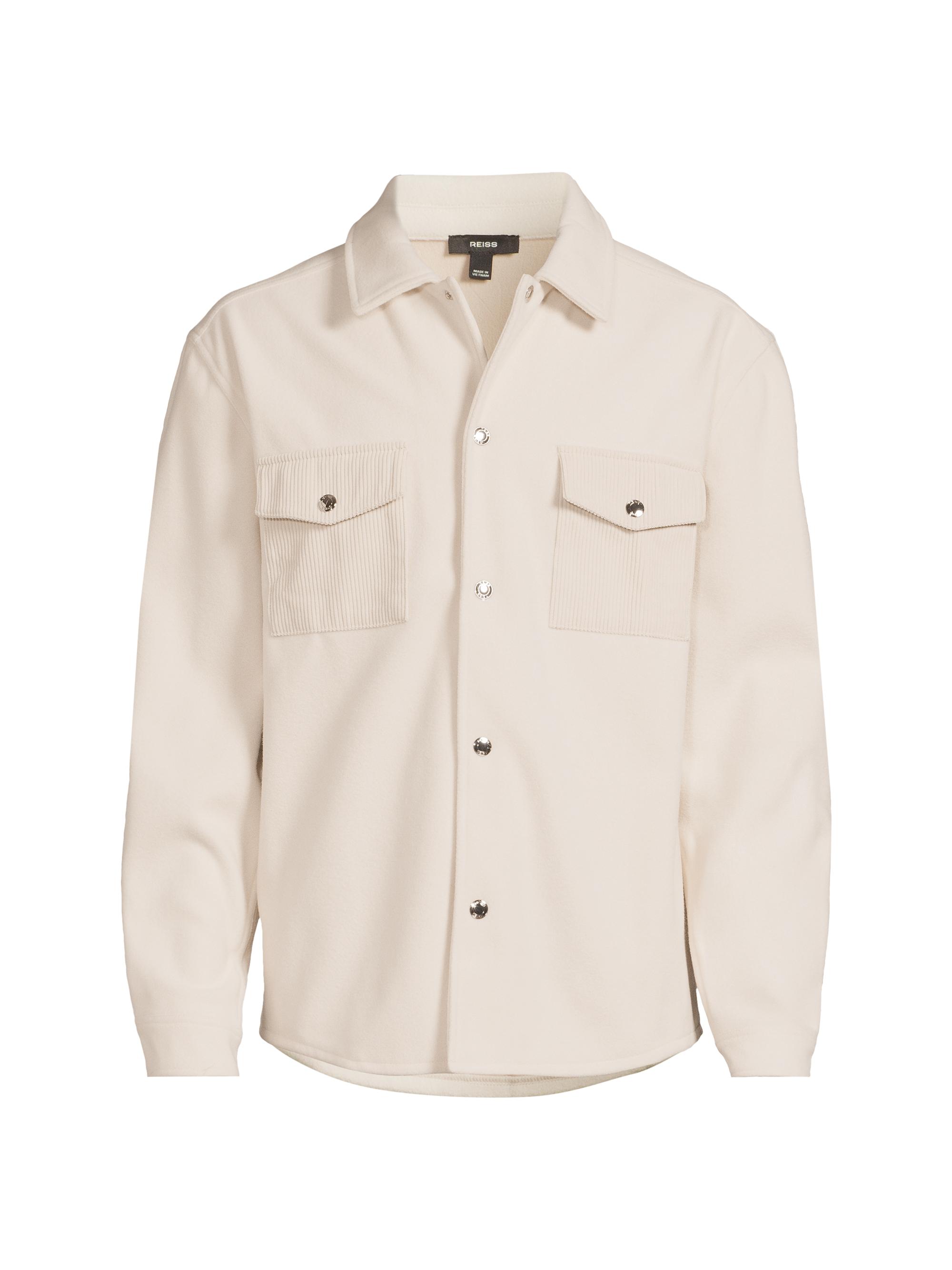 Reiss Men's Scott Corduroy-Pocket Overshirt - Off White