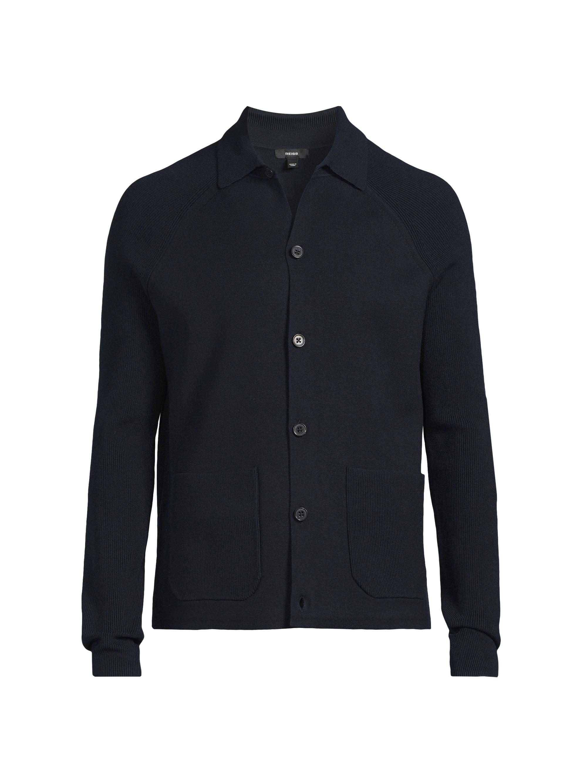 Reiss Men's Fitzgerald Button-Front Cardigan - Navy Blue
