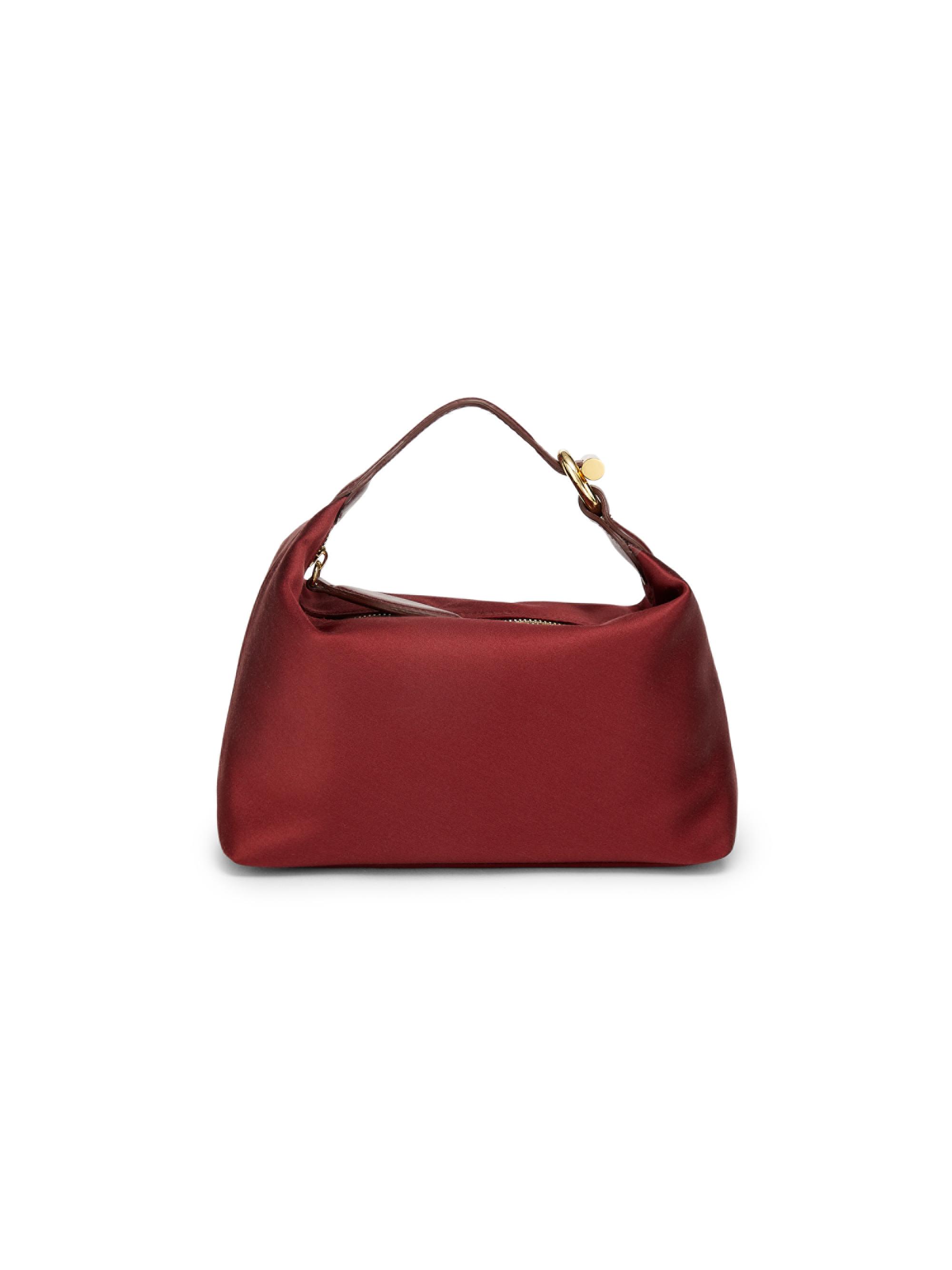 Liffner Women's Satin Pillow Pouch Micro Top Handle Bag - Maroon