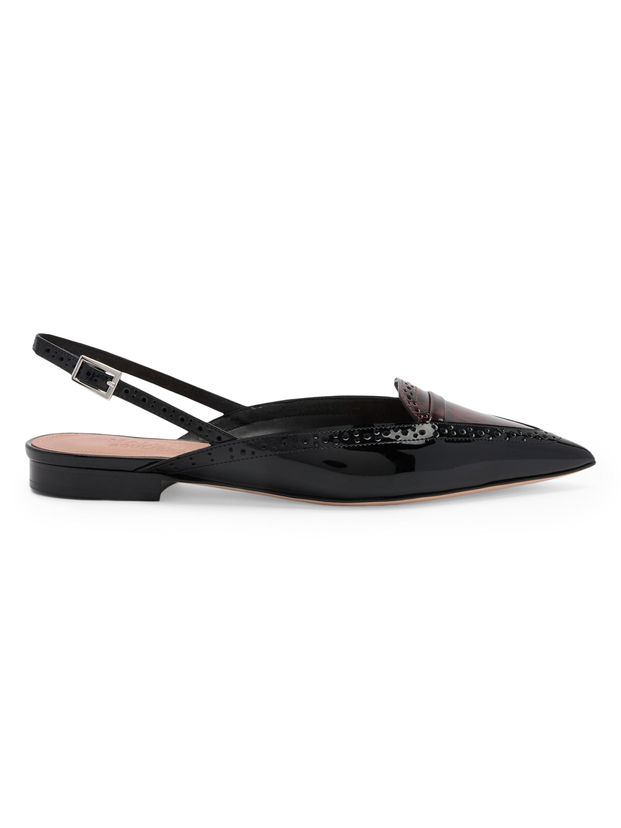 Malone Souliers Women's Laurie Patent Leather Slingback Flats - Black Brown