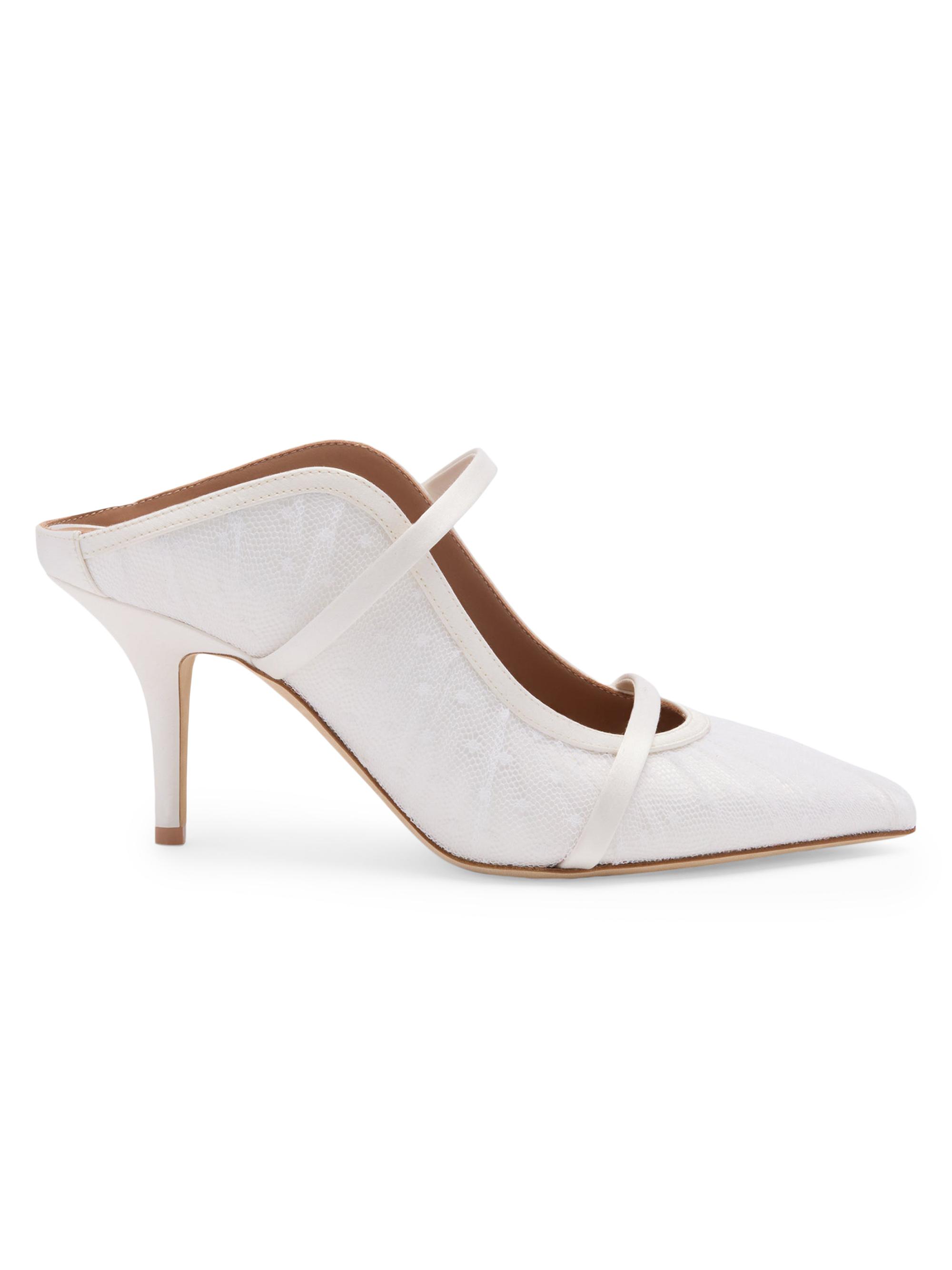 Malone Souliers Women's Maureen 0MM Dotted Tulle Mules - White