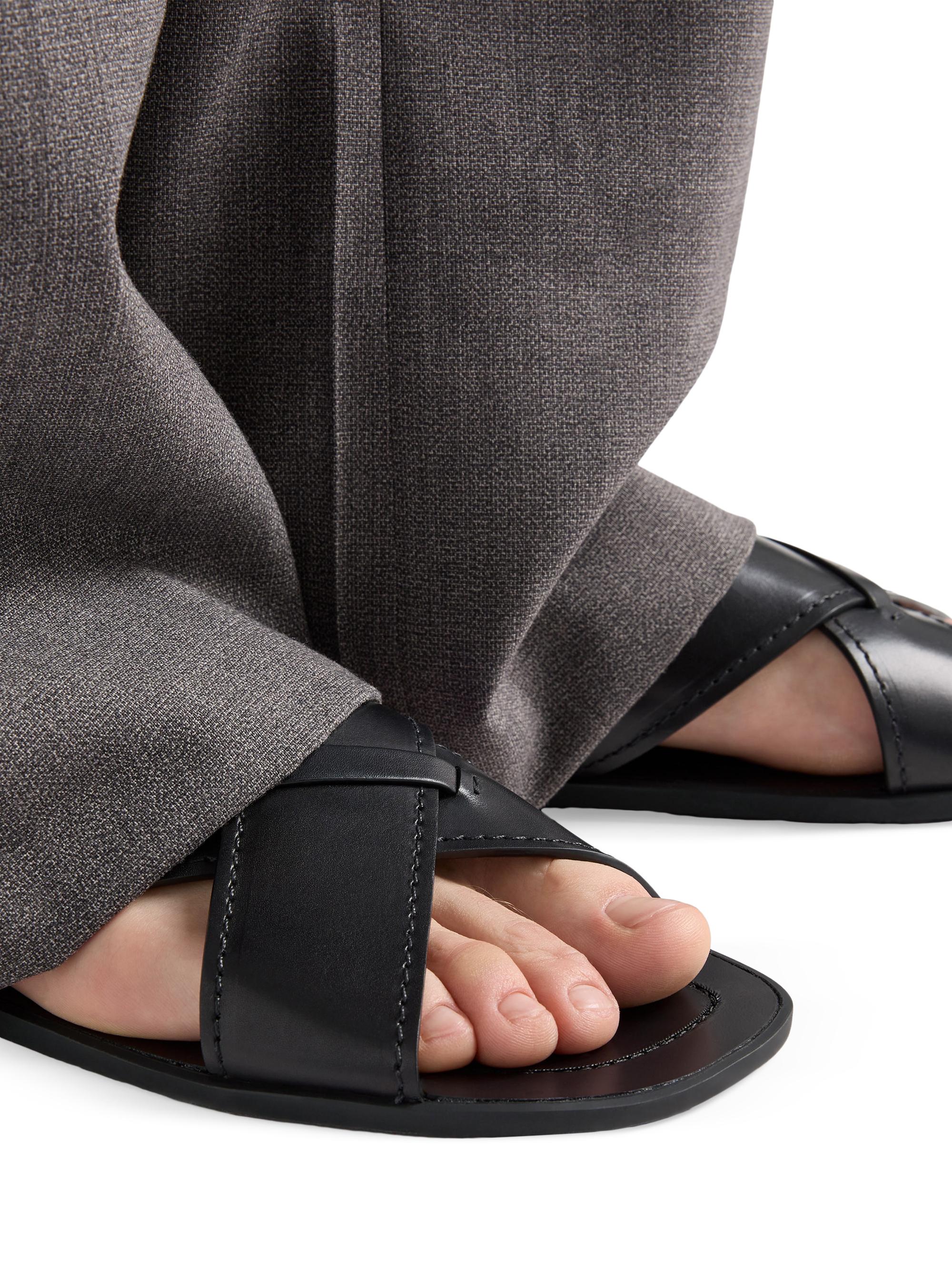 Prada Decò Leather Crisscross Sandals | Saks Fifth Avenue
