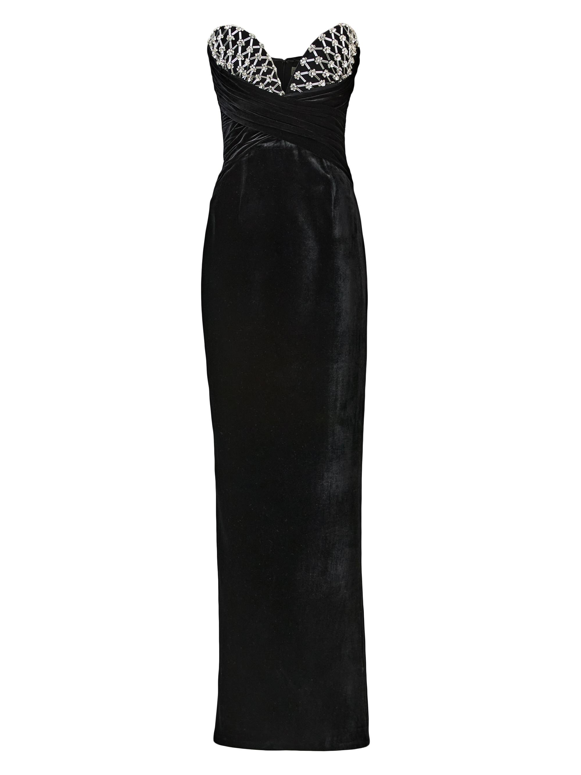 The New Arrivals Ilkyaz Ozel Women's Cybele Rhinestone Velvet Gown - Imperial Noir
