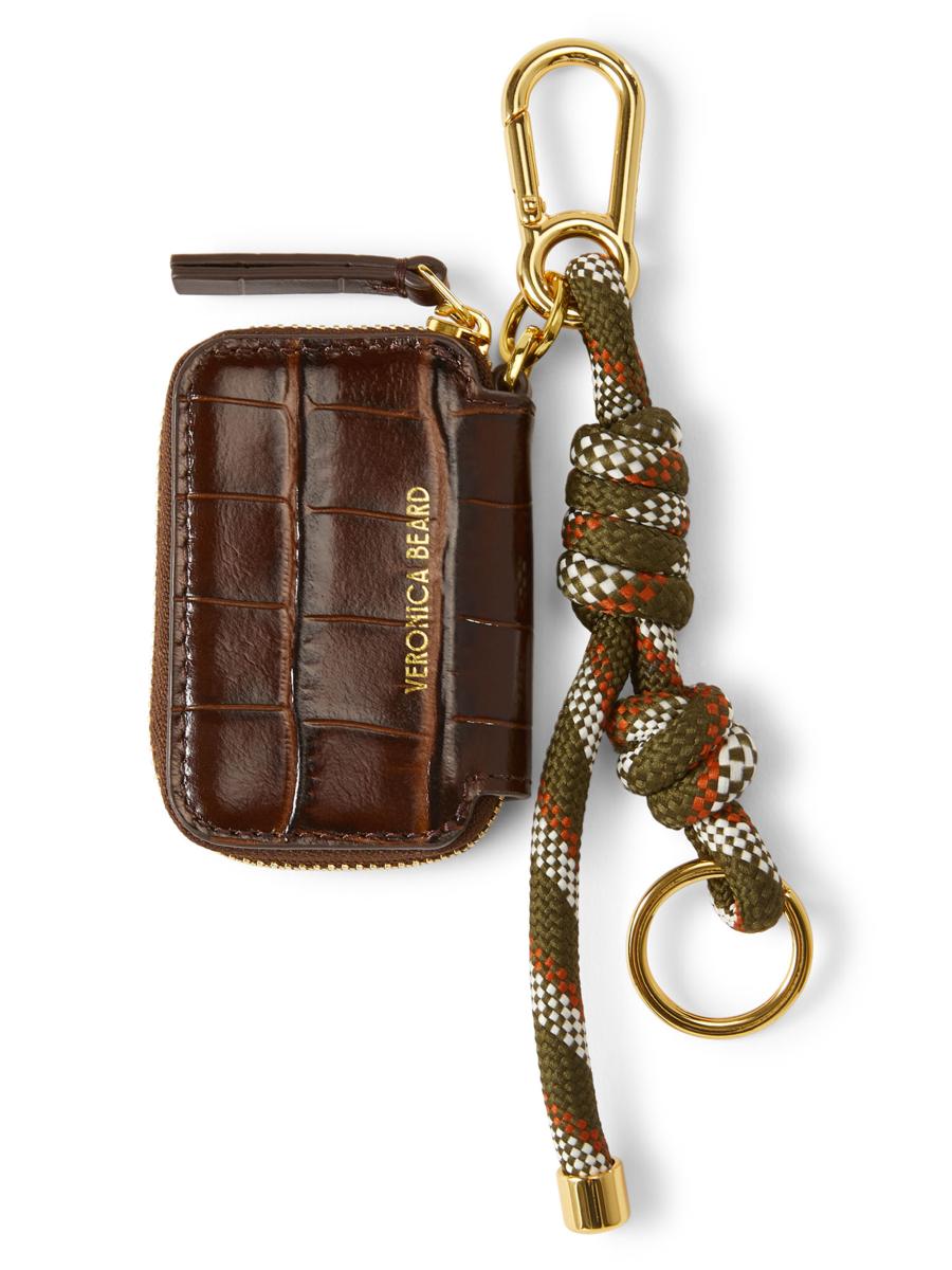 【極美品】H.GRINGOIRE Paris 18Kルビーチャーム Veronica Beard Croc-Embossed Leather Zip Pouch Bag Charm | Saks