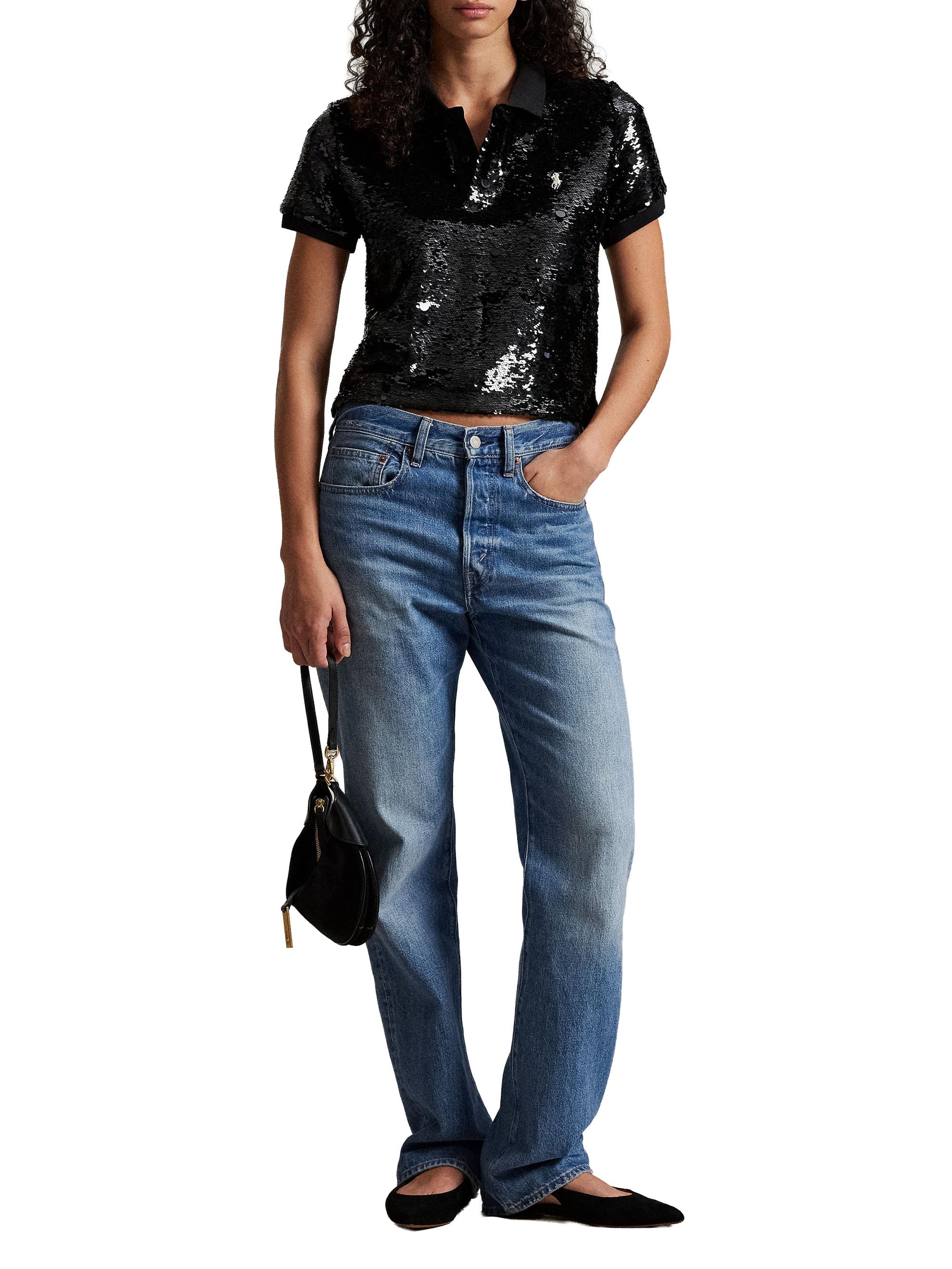 Polo Ralph Lauren Sequined Slim-Fit Polo Top | Saks Fifth Avenue