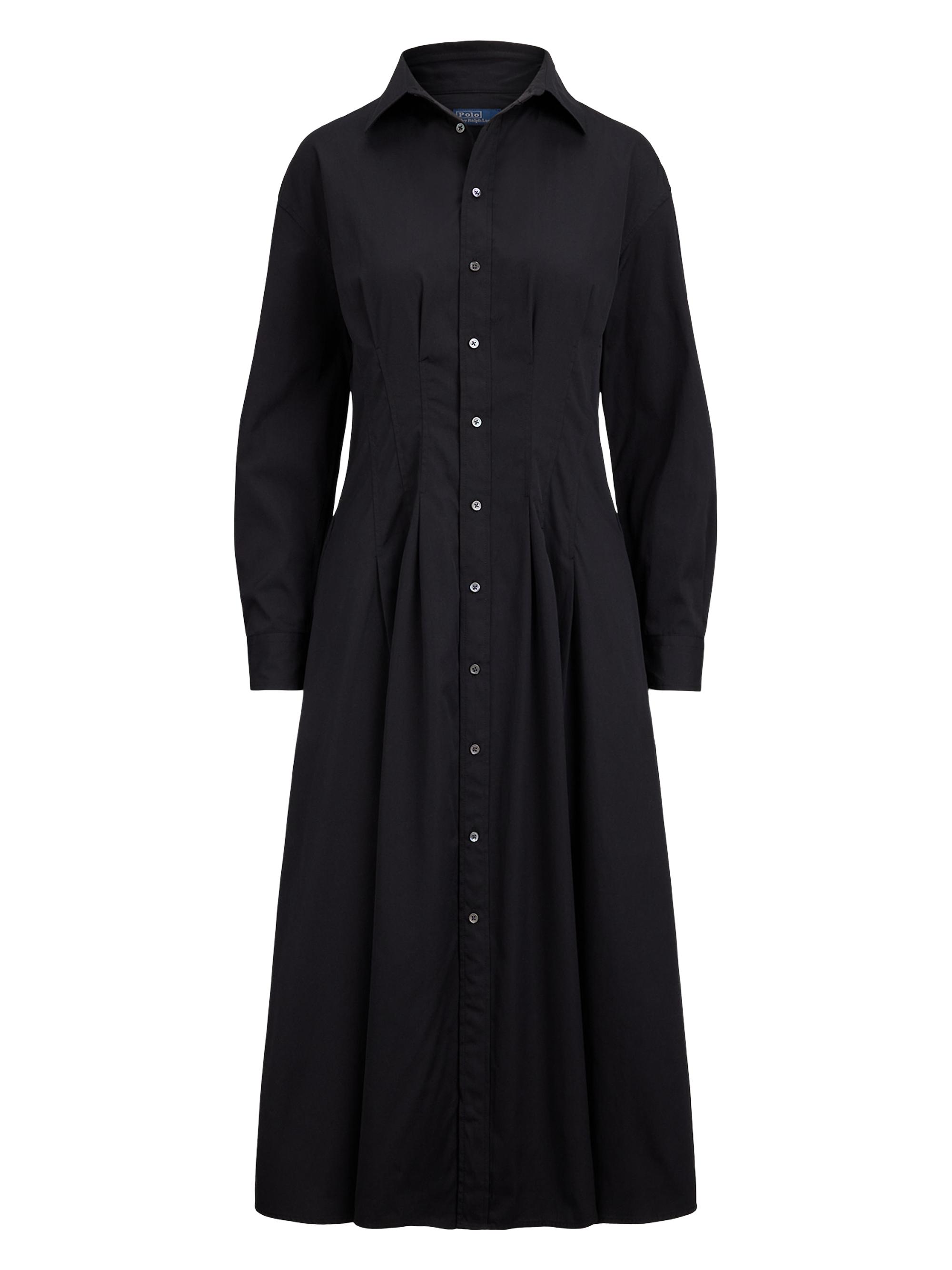 Polo Ralph Lauren Pleated Cotton-Blend Fit & Flare Shirtdress