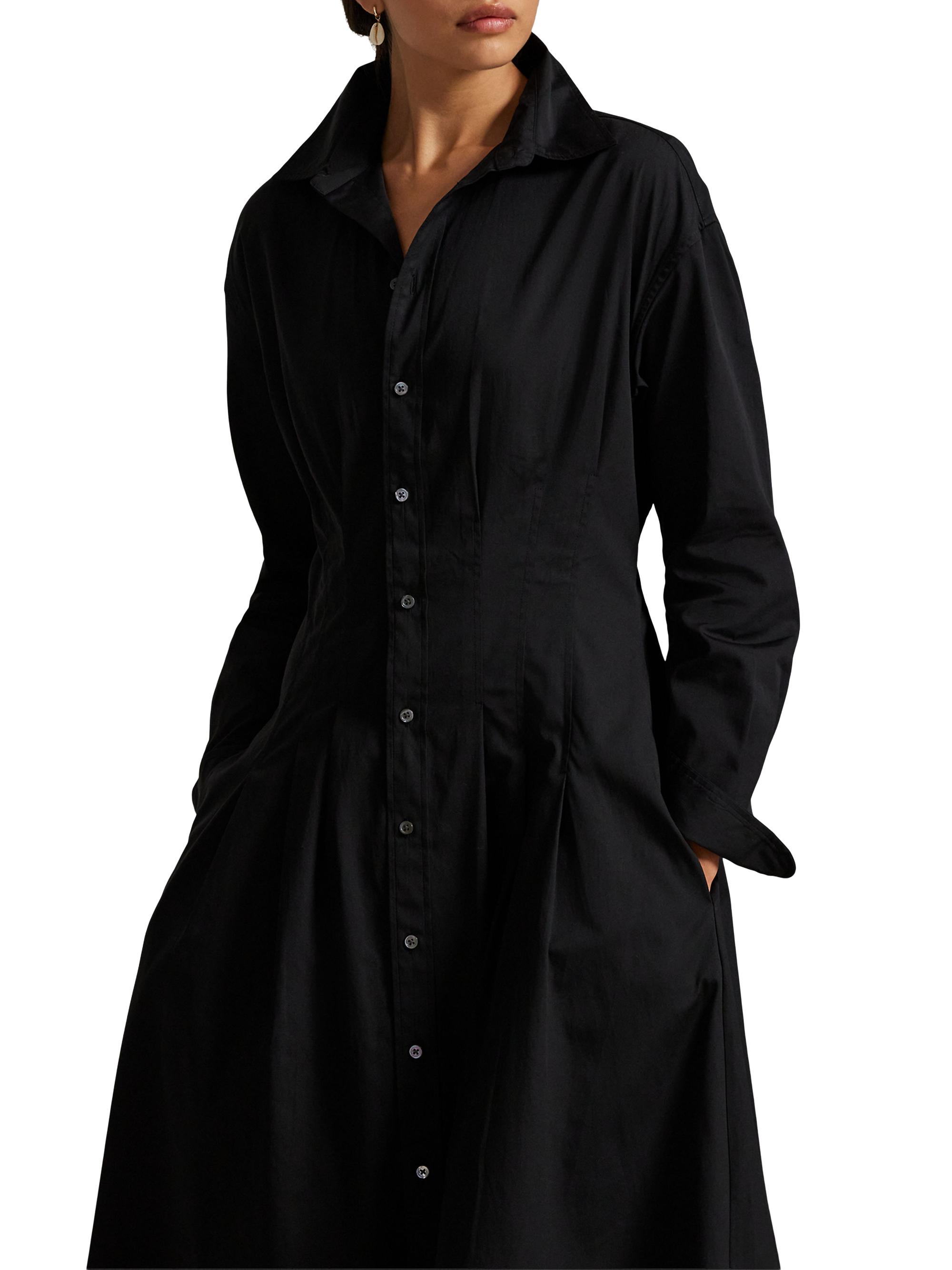 Polo Ralph Lauren Pleated Cotton-Blend Fit & Flare Shirtdress