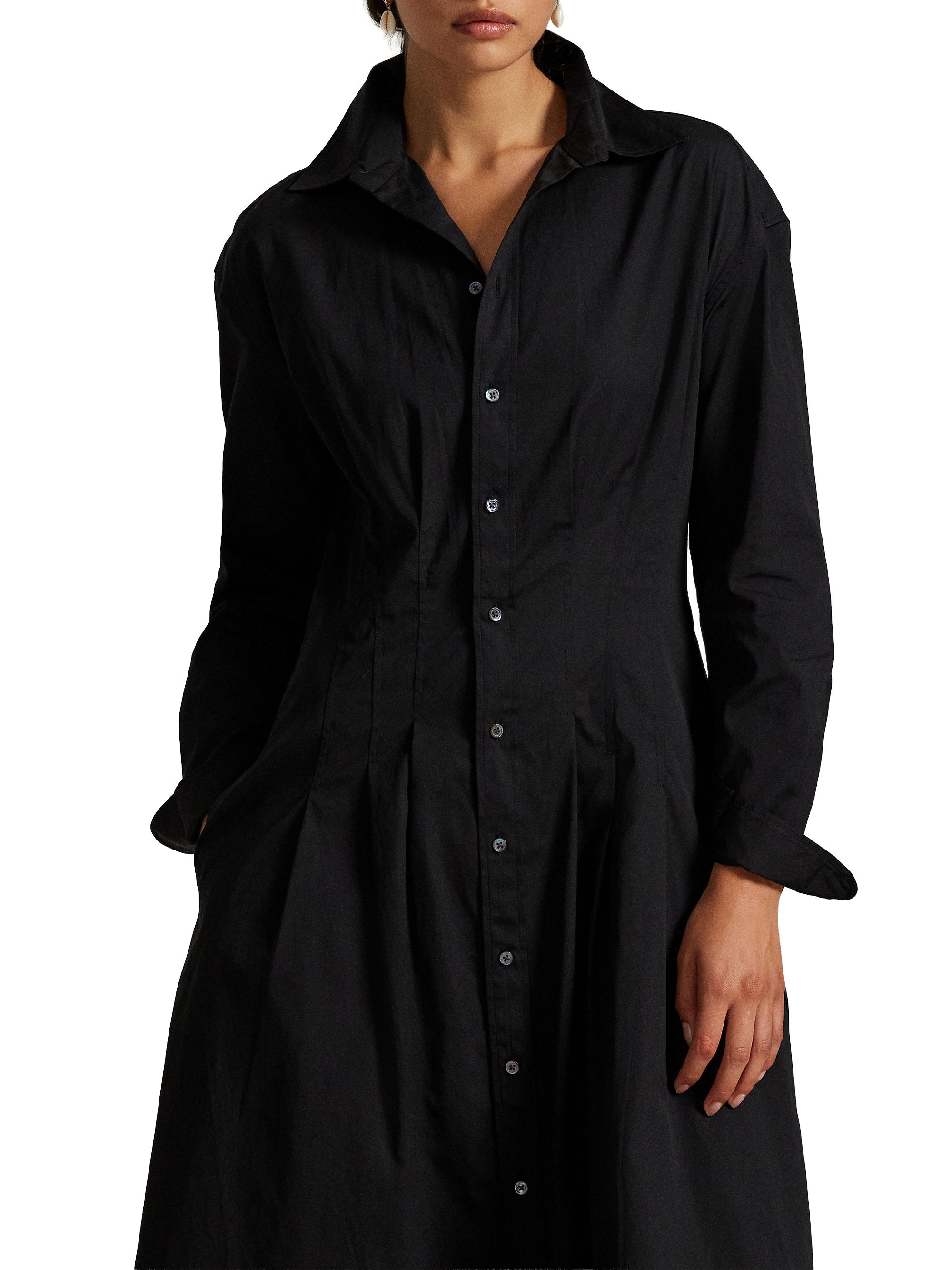 Polo Ralph Lauren Pleated Cotton-Blend Fit & Flare Shirtdress