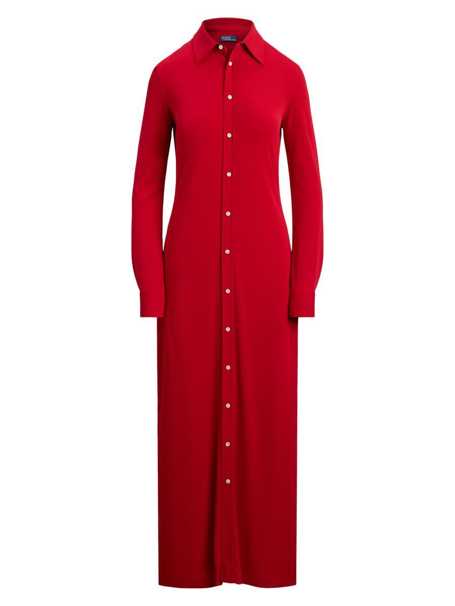 Polo Ralph Lauren Jersey-Knit Maxi Shirtdress | Saks Fifth Avenue