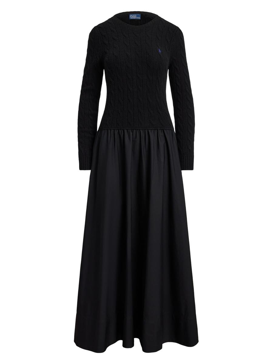 【新品未使用】ラルフローレンKNIT DRESSシャツ Polo Ralph Lauren Cable-Knit Mixed-Media Midi-Dress | Saks Fifth