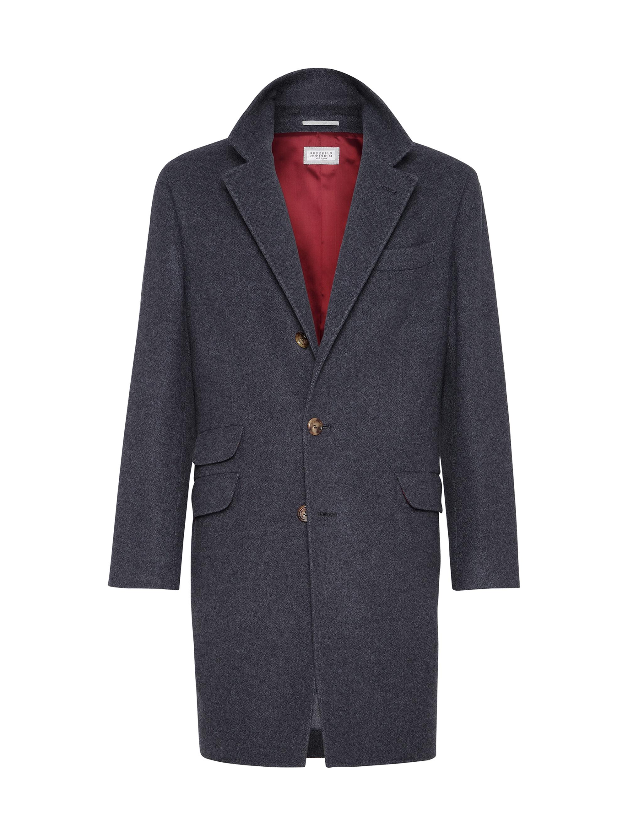 Brunello Cucinelli Men's Lightweight Water Resistant Cashmere Coat - Lead