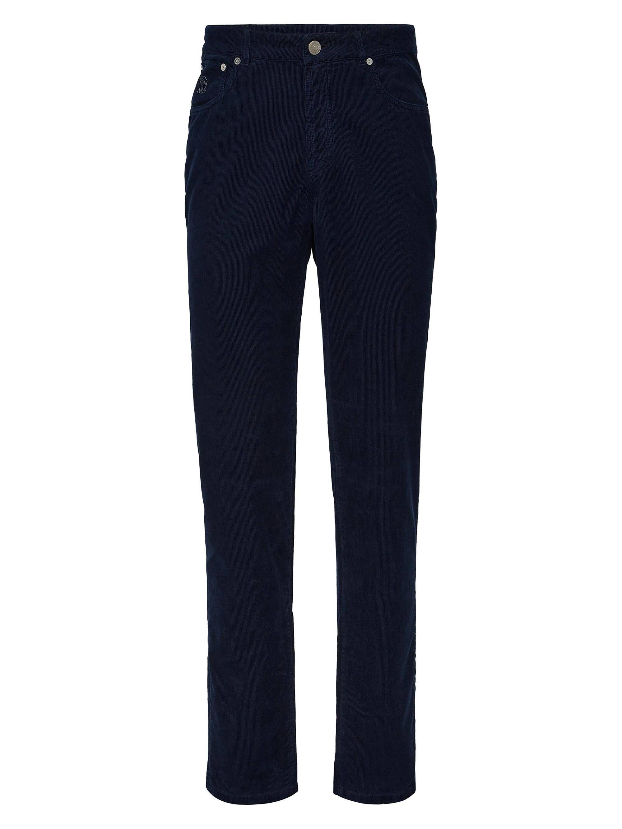 Brunello Cucinelli Men's Garment Dyed Five Pocket Italian Fit Trousers - Navy Blue