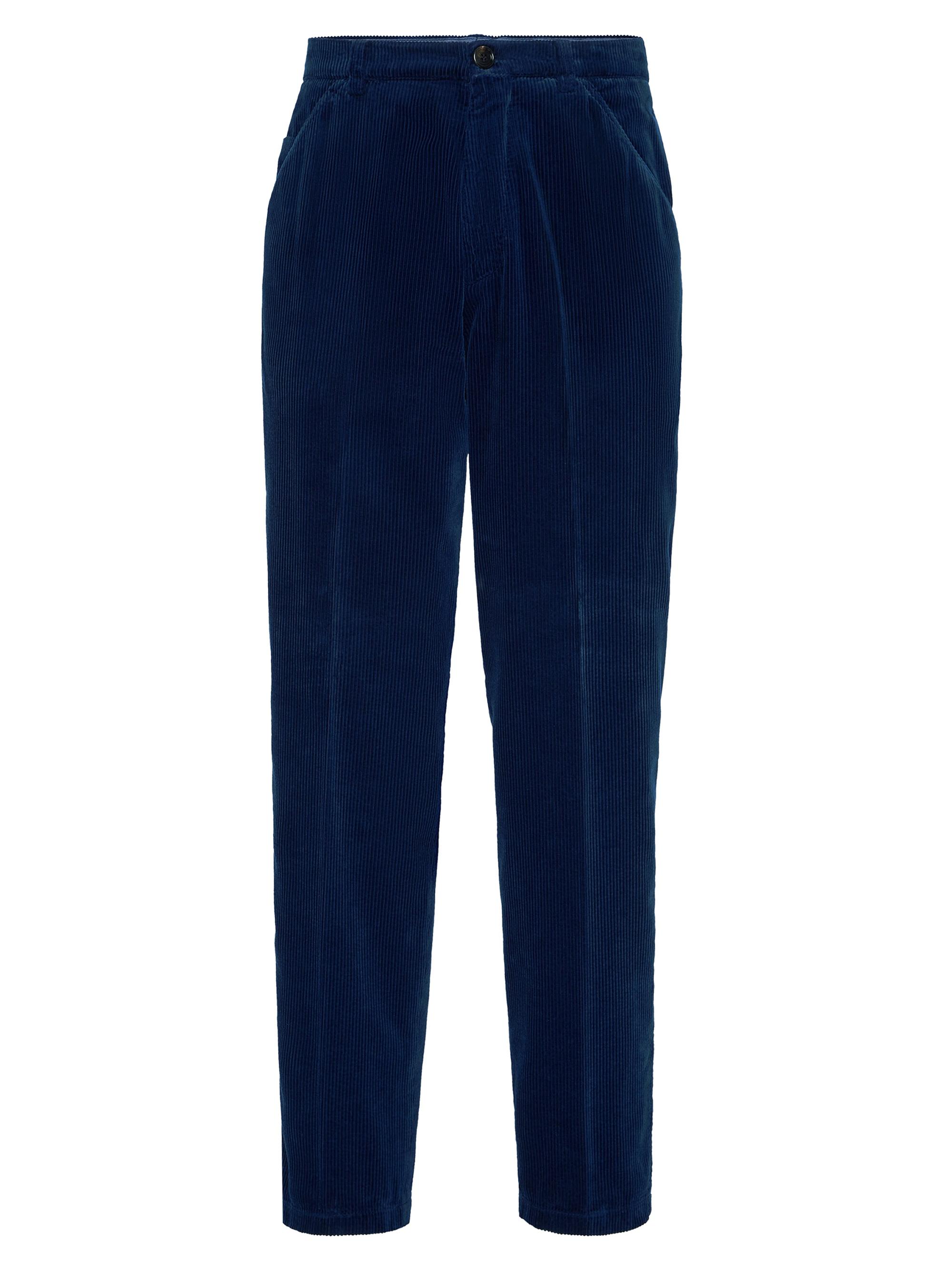 Brunello Cucinelli Men's Garment Dyed Leisure Fit Trousers in Cotton Corduroy - Blue