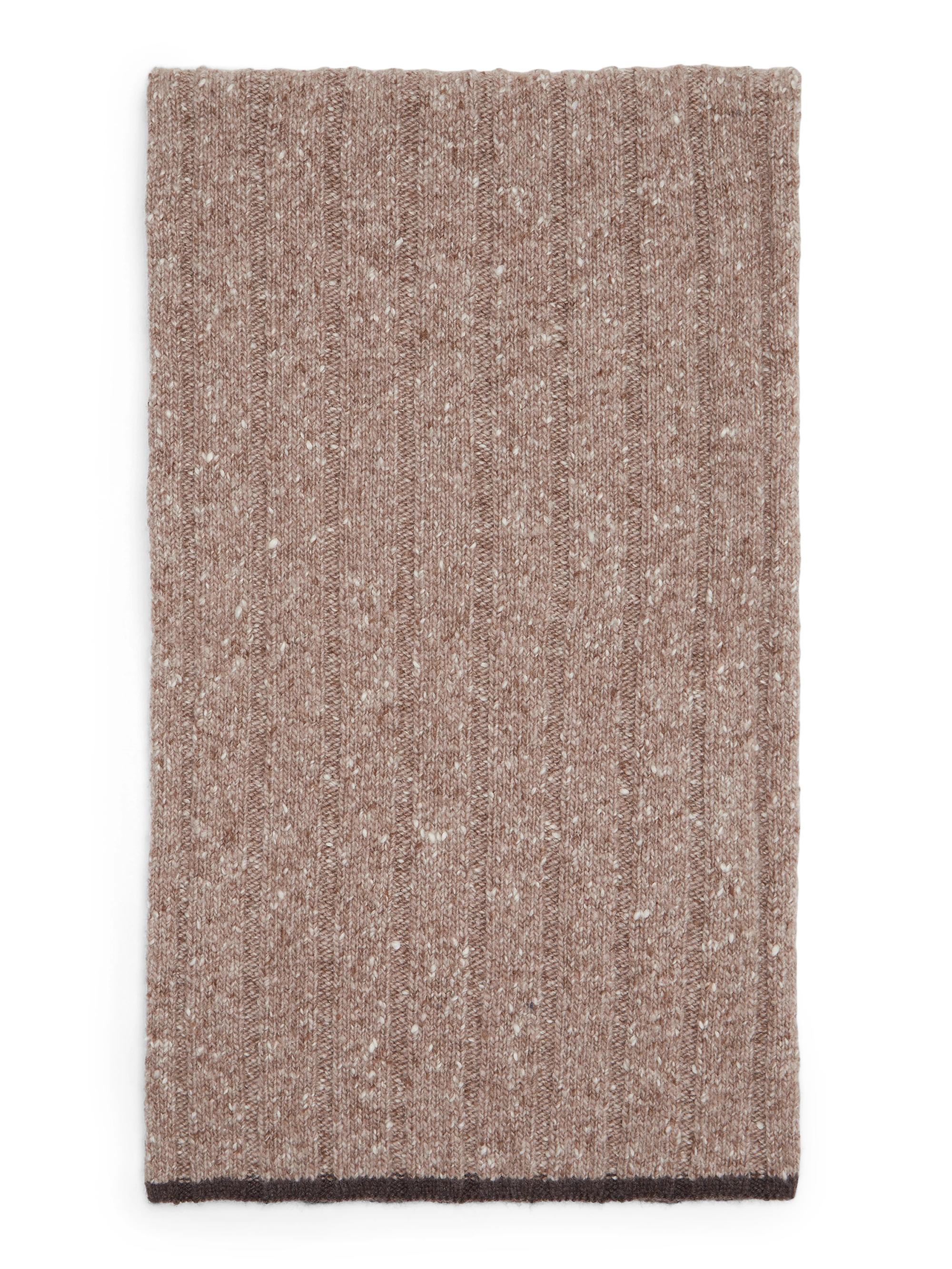 Brunello Cucinelli Men's Flecked Cashmere Rib Knit Scarf - Hazelnut