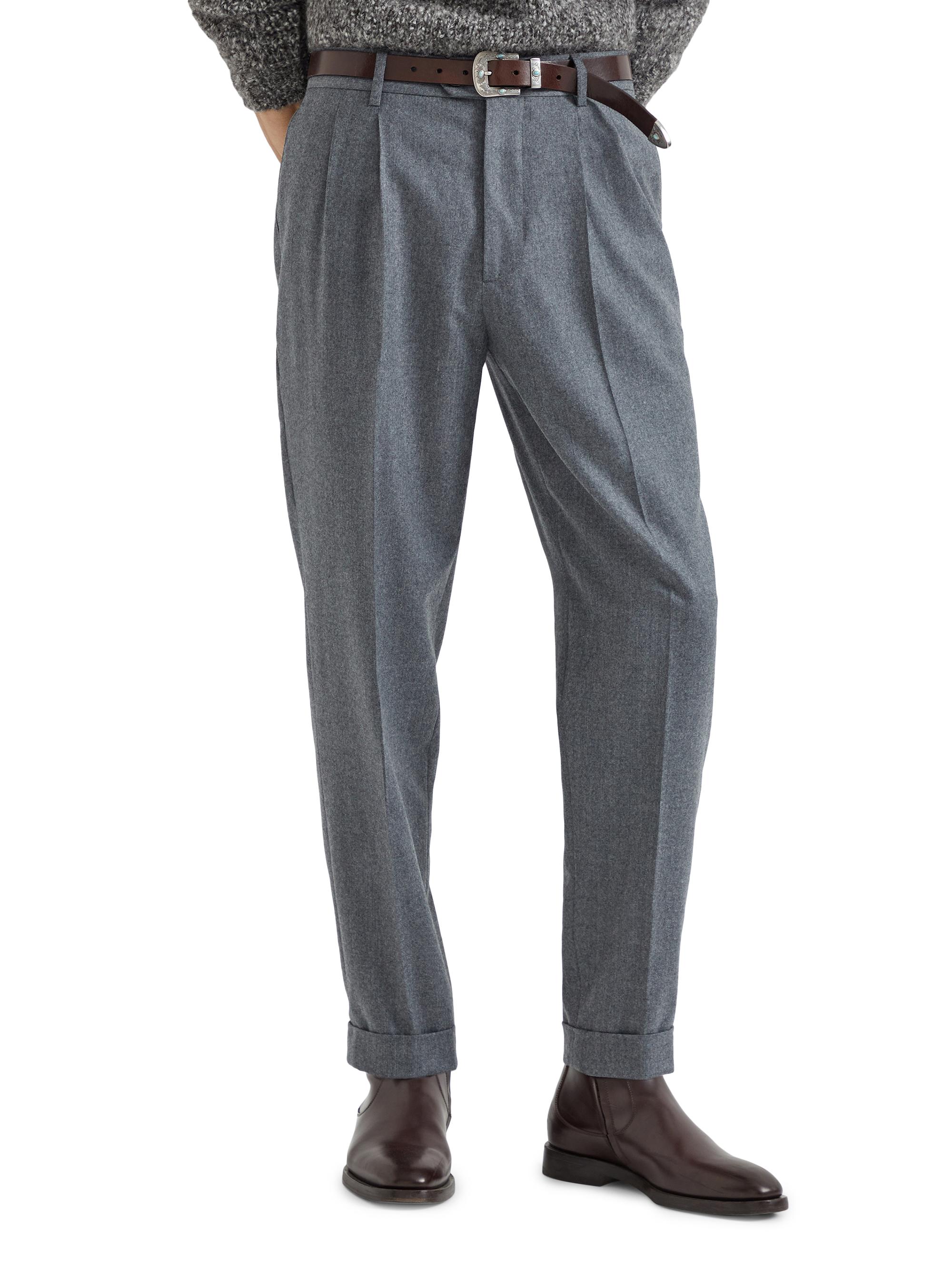 Brunello Cucinelli Virgin Wool Leisure Fit Trousers with Double