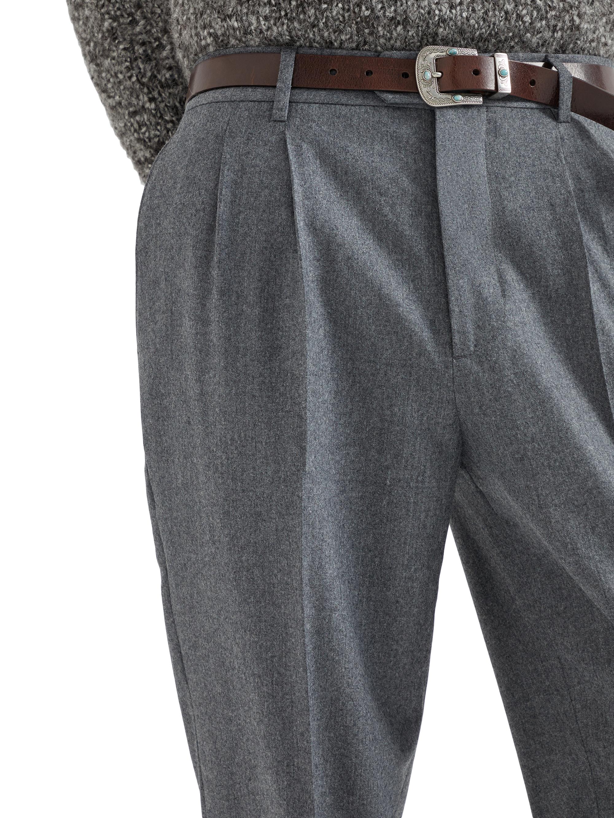 Brunello Cucinelli Virgin Wool Leisure Fit Trousers with Double