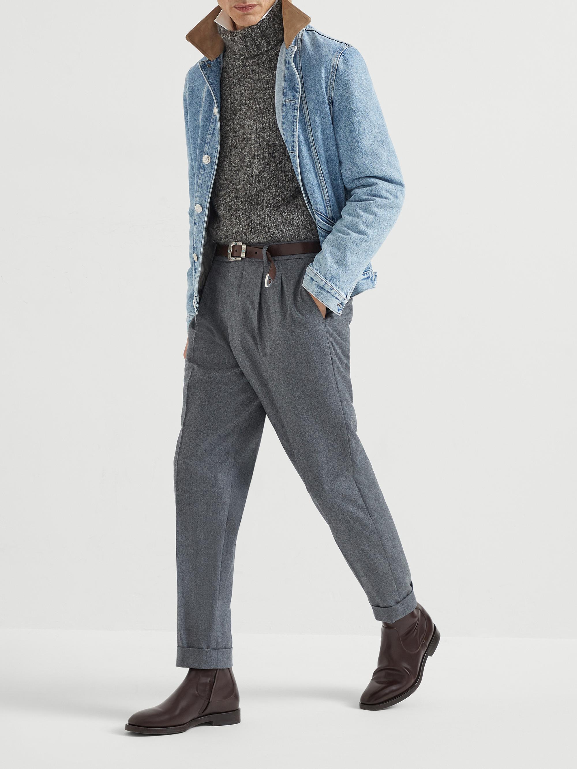 Brunello Cucinelli Virgin Wool Leisure Fit Trousers with Double