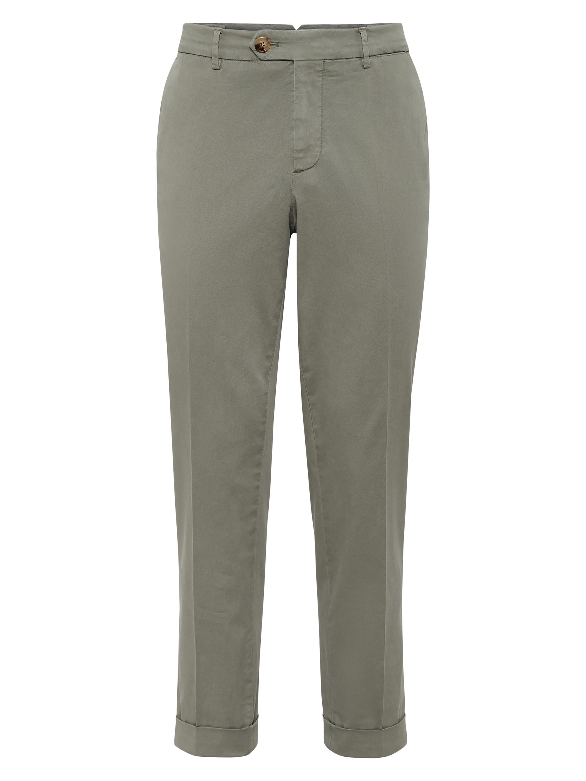 Brunello Cucinelli Men's American Pima Cotton Comfort Gabardine Italian Fit Trousers - Khaki