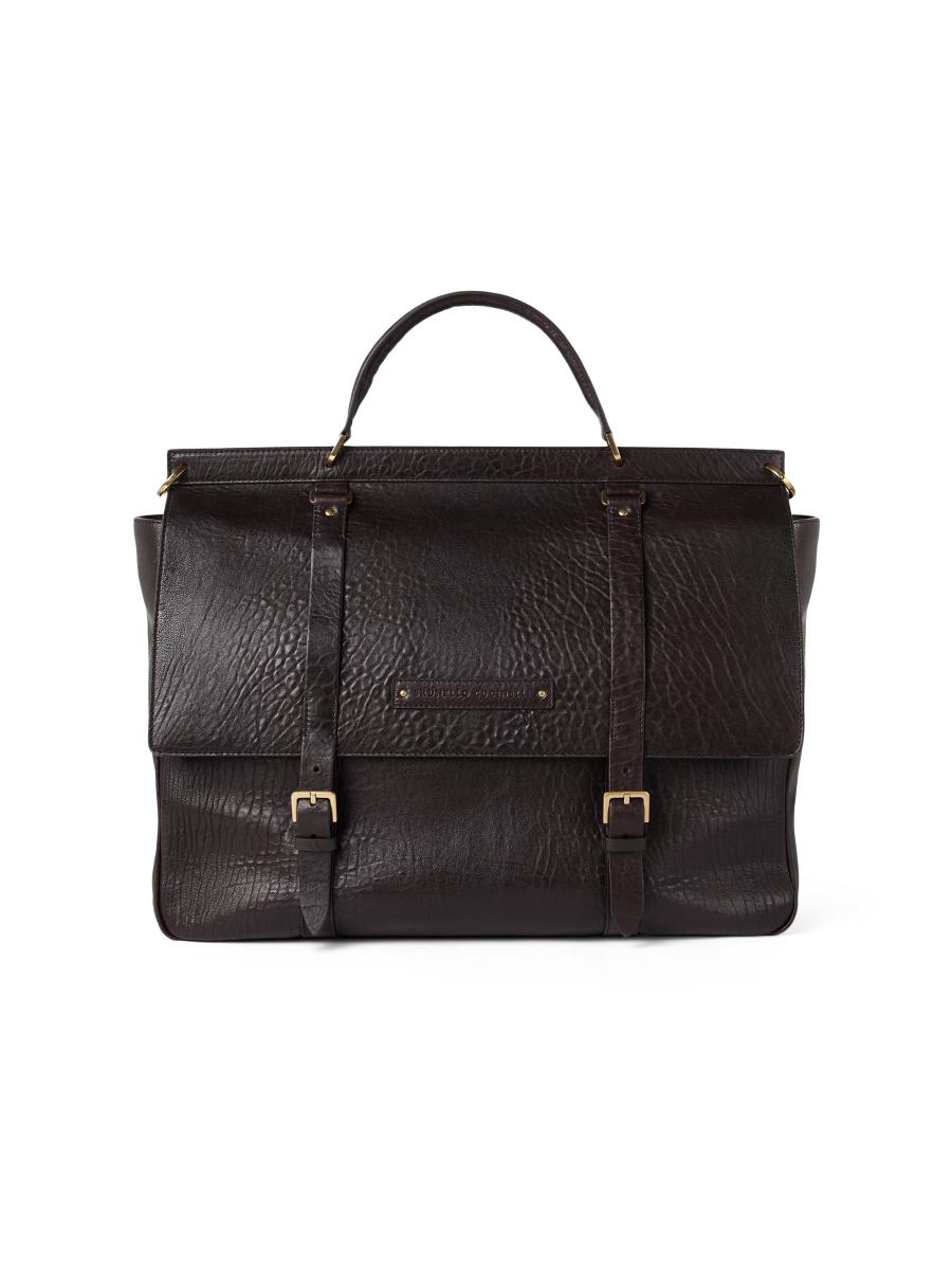 Brunello Cucinelli Textured Grain Calfskin Casual Briefcase | Saks