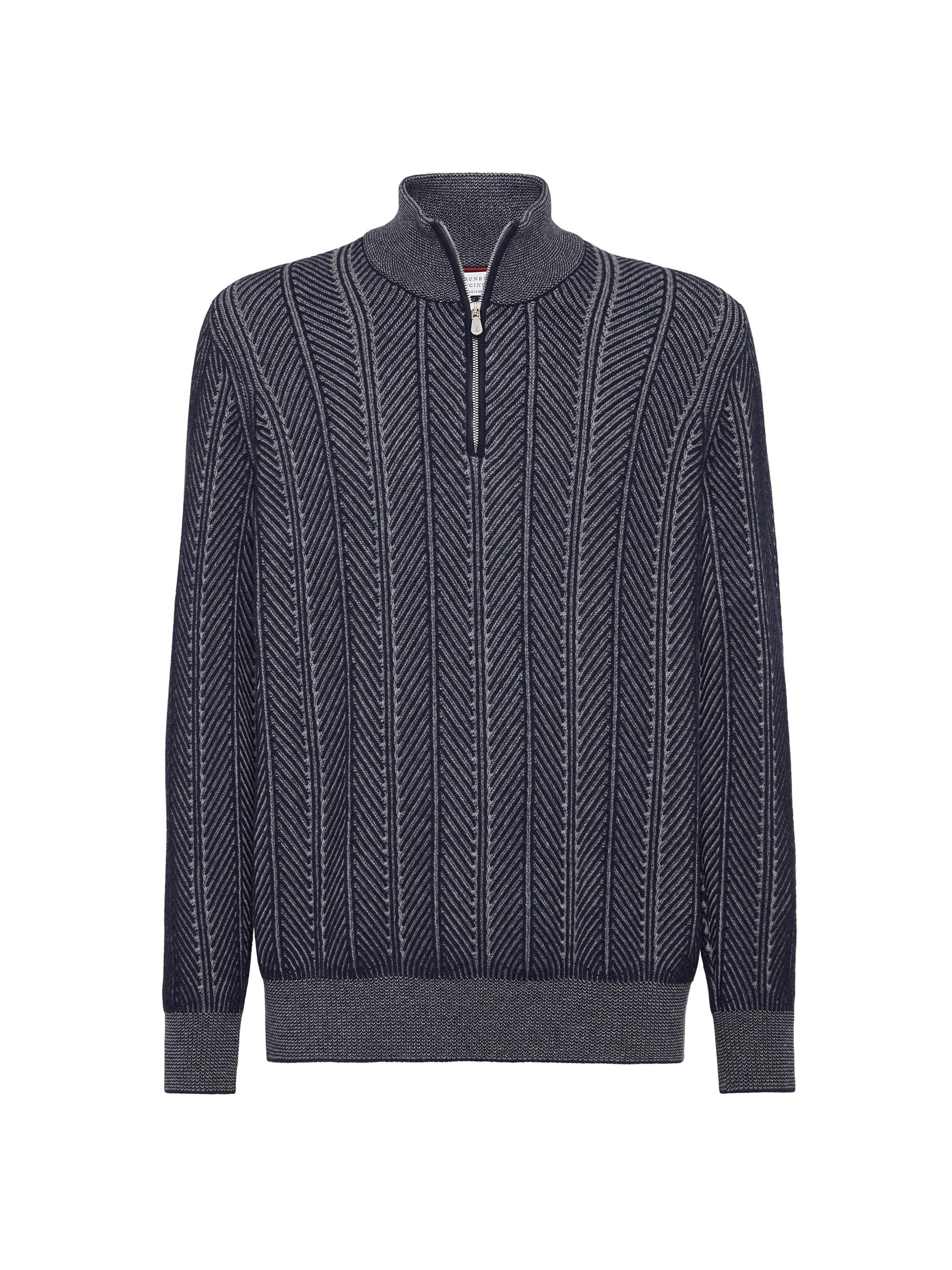 Brunello Cucinelli Cotton English Rib Sweater with Half Zip | Saks