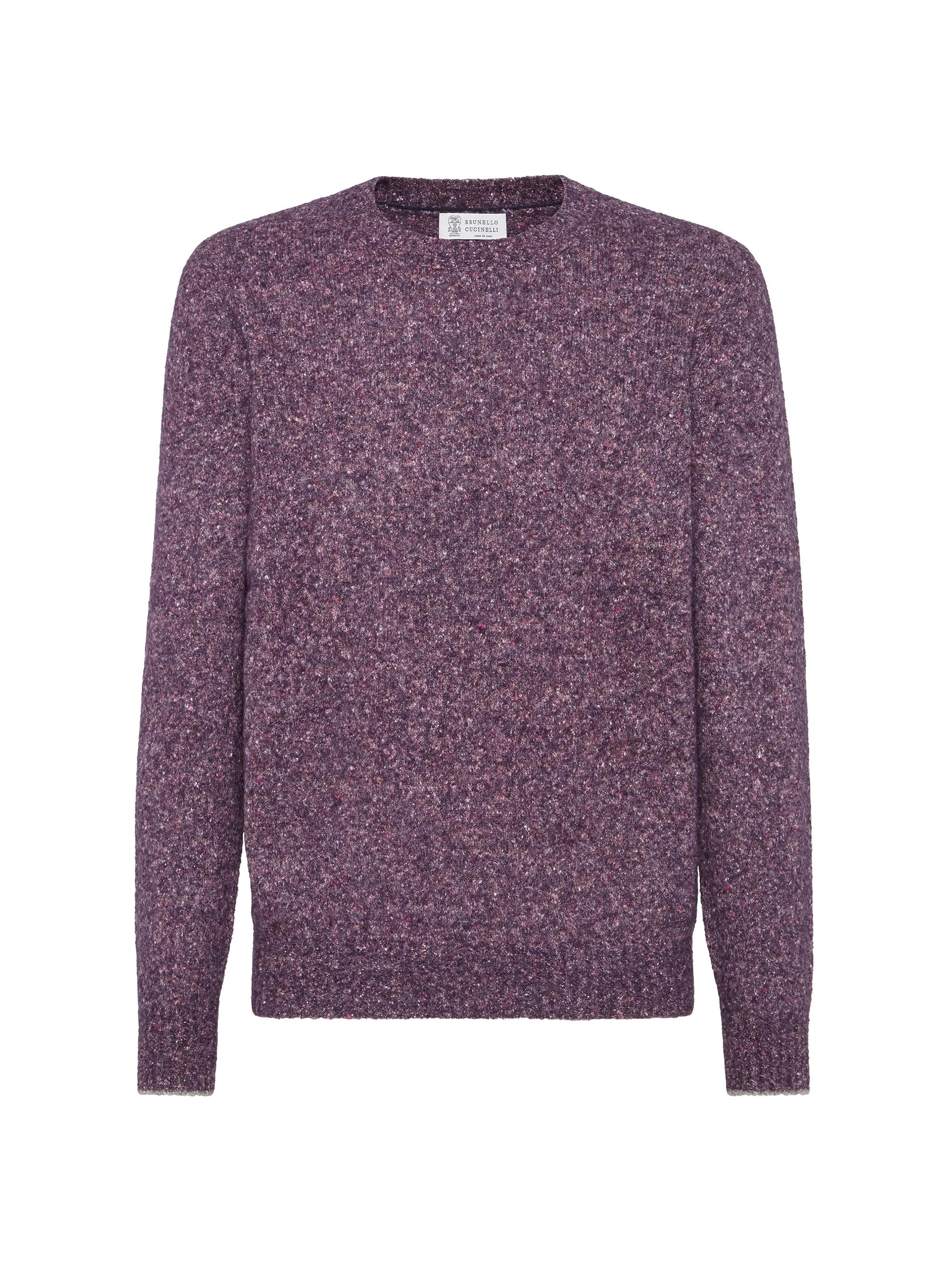 Brunello Cucinelli Men's Flecked Alpaca, Wool, Silk and Cotton Sweater - Purple