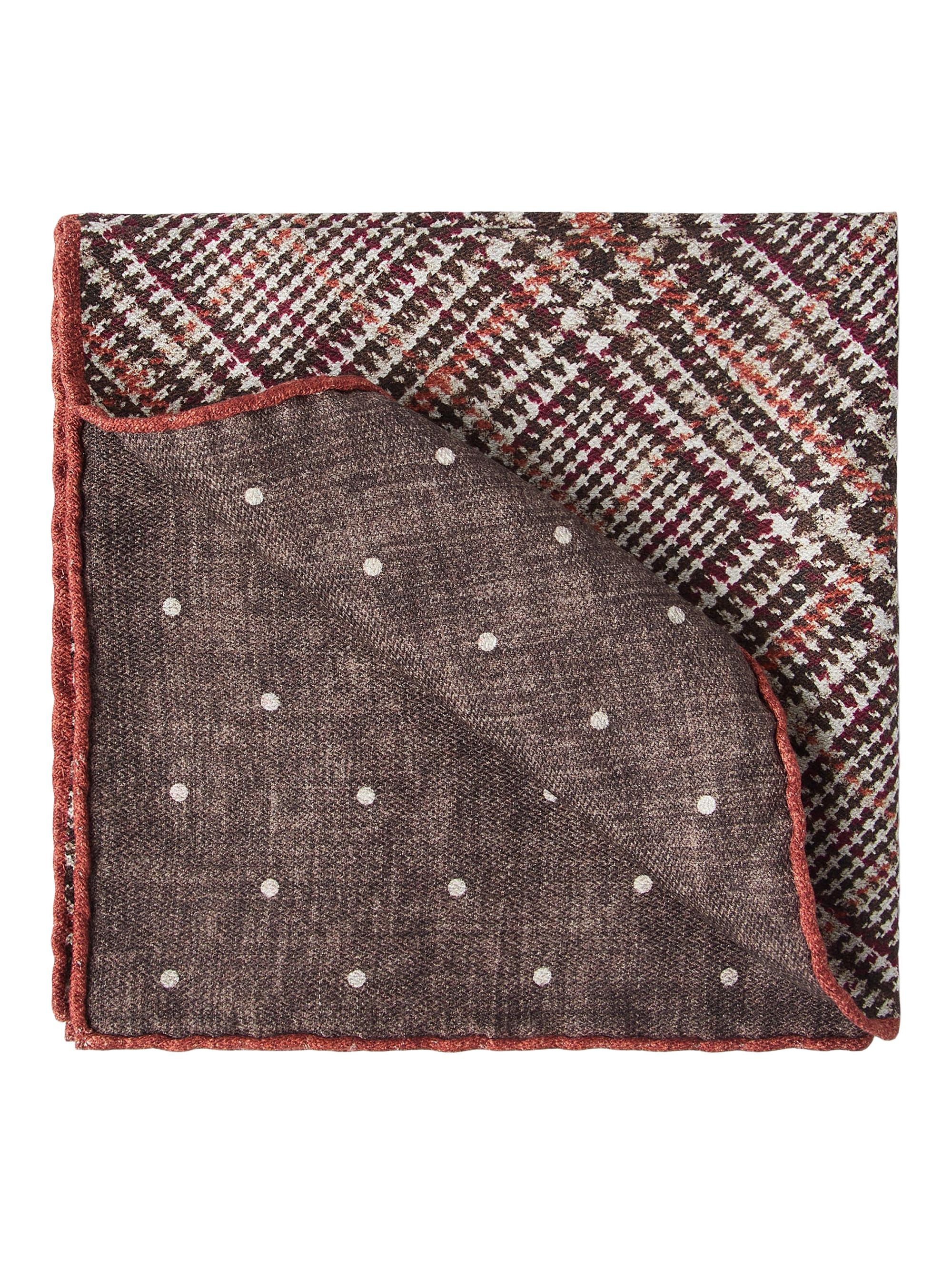 Brunello Cucinelli Men's Prince of Wales Silk Pocket Square - Brown