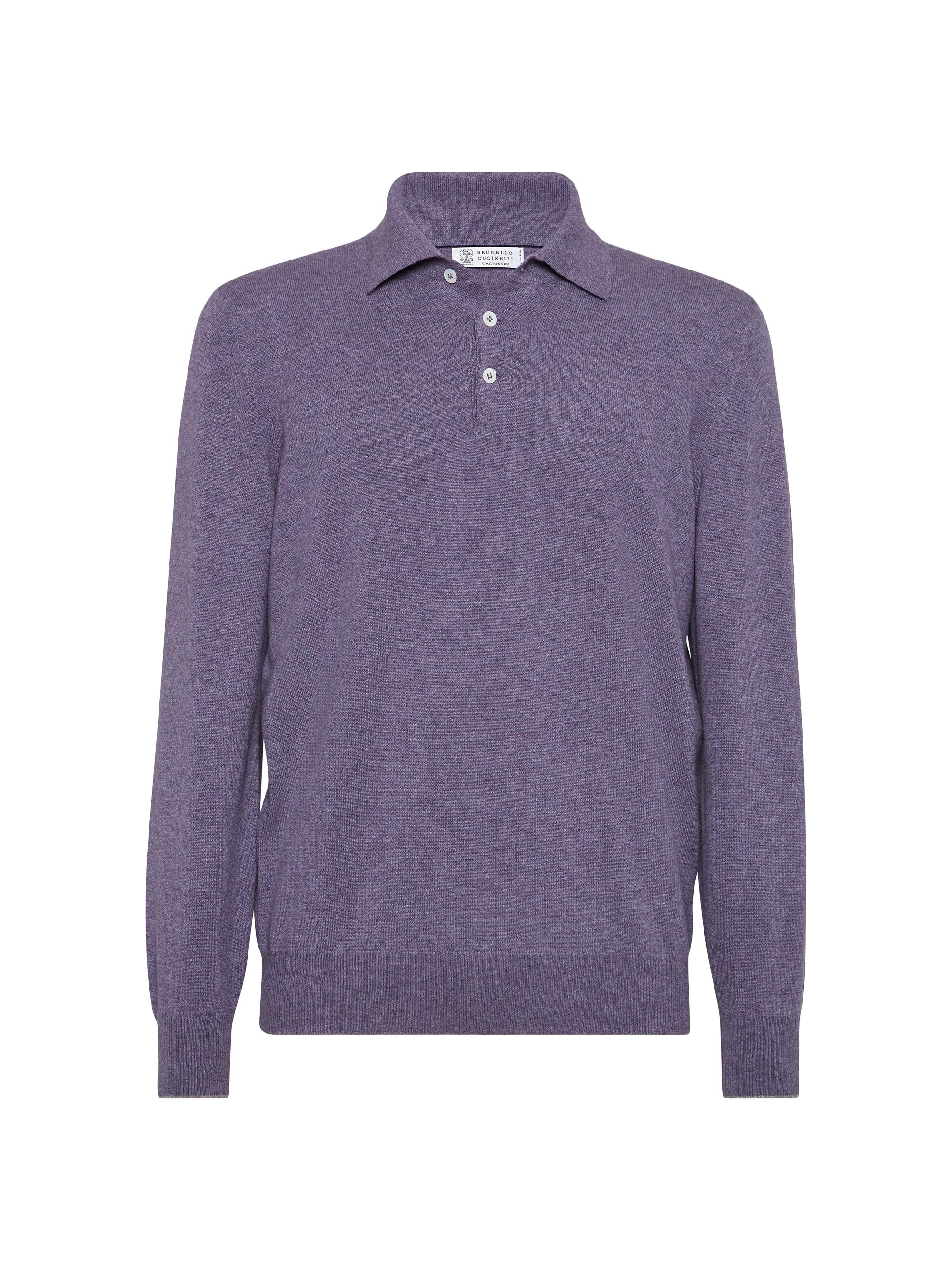 Brunello Cucinelli Men's Cashmere Polo Style Sweater - Purple
