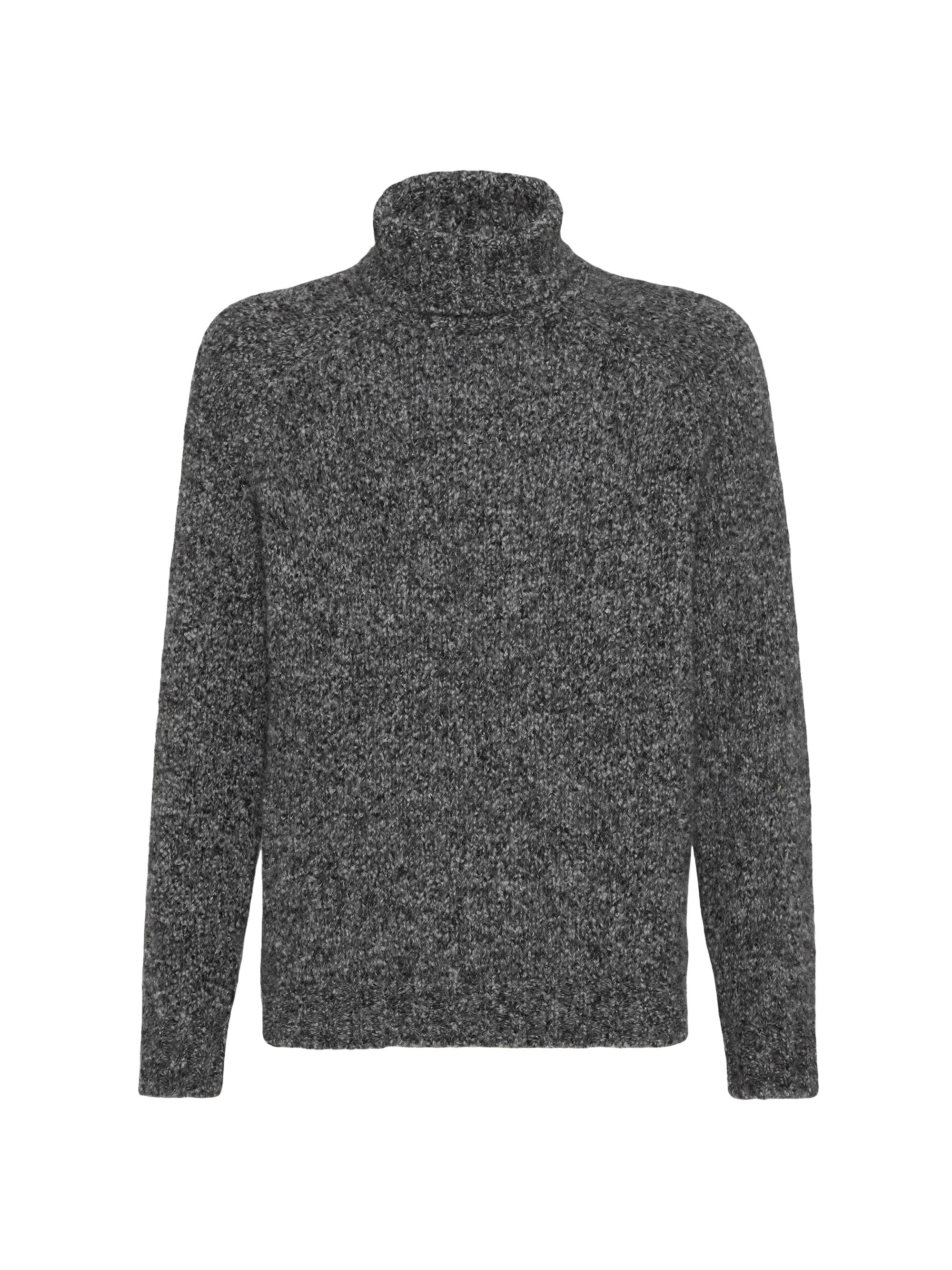 Brunello Cucinelli Men's Flecked Alpaca, Virgin Wool and Cashmere Turtleneck Sweater - Dark Grey