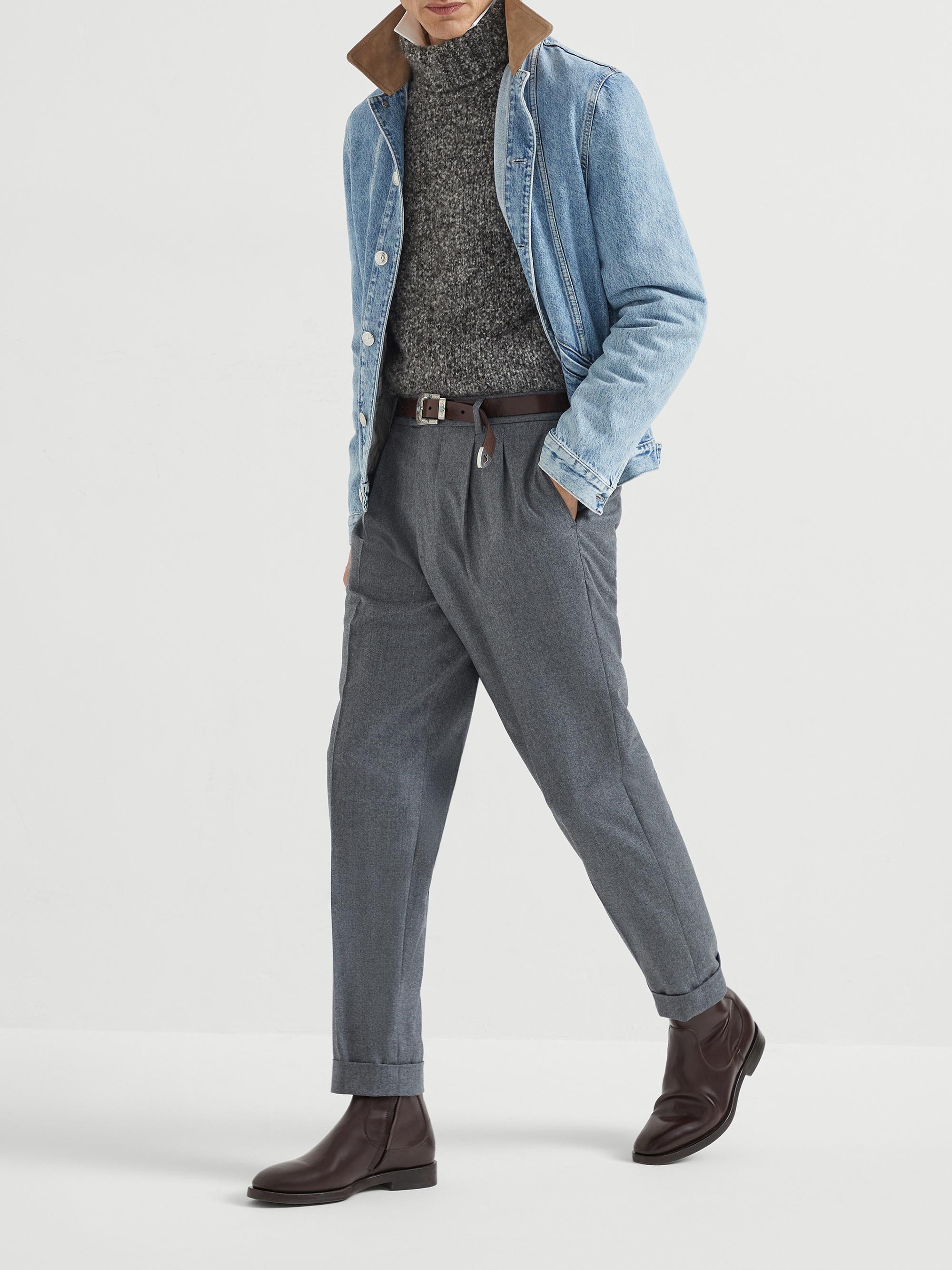 Brunello Cucinelli Denim Outerwear Jacket with Suede Collar | Saks