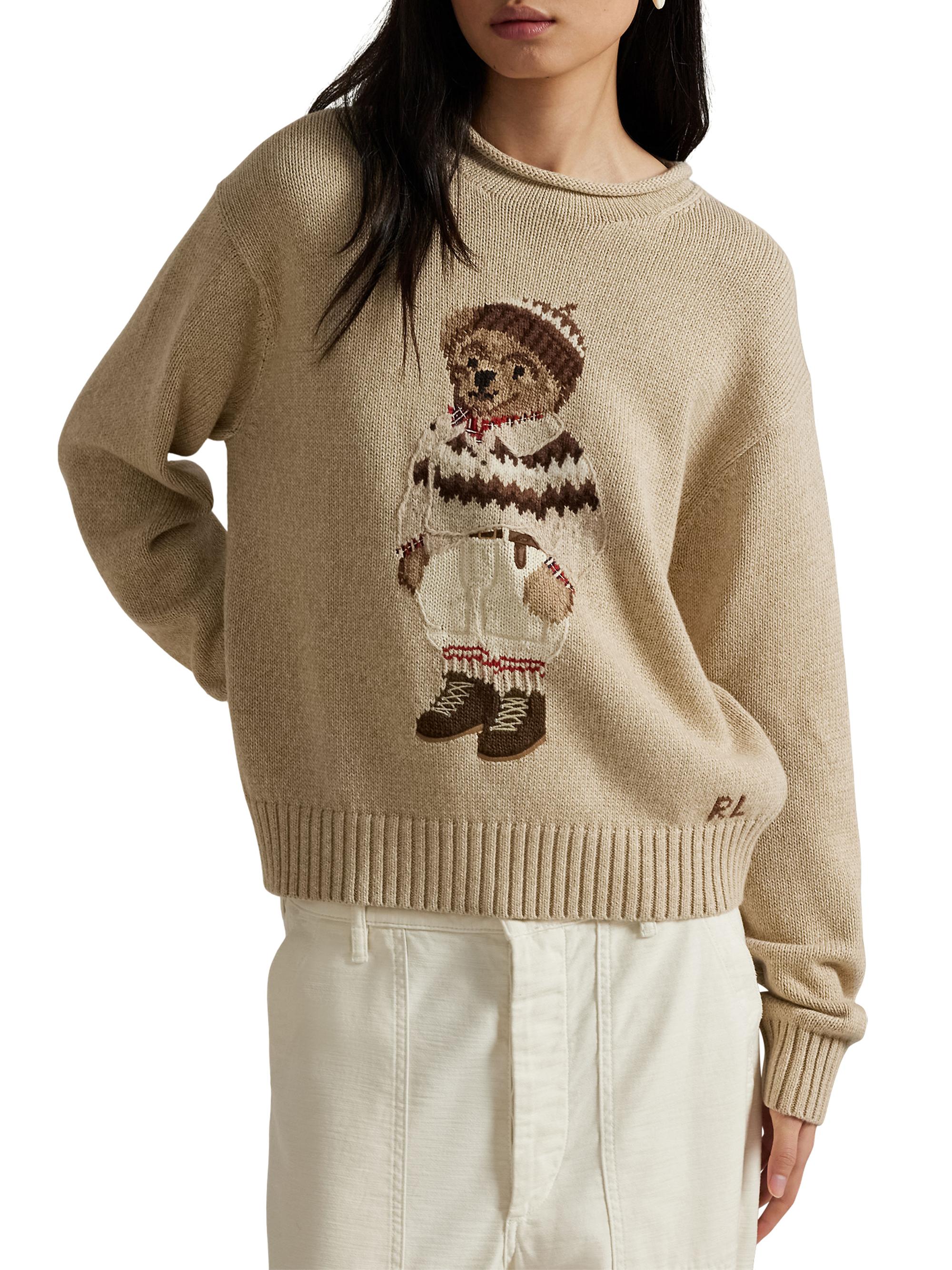 Polo Ralph Lauren Cotton-Linen Crewneck Bear Sweater | Saks Fifth
