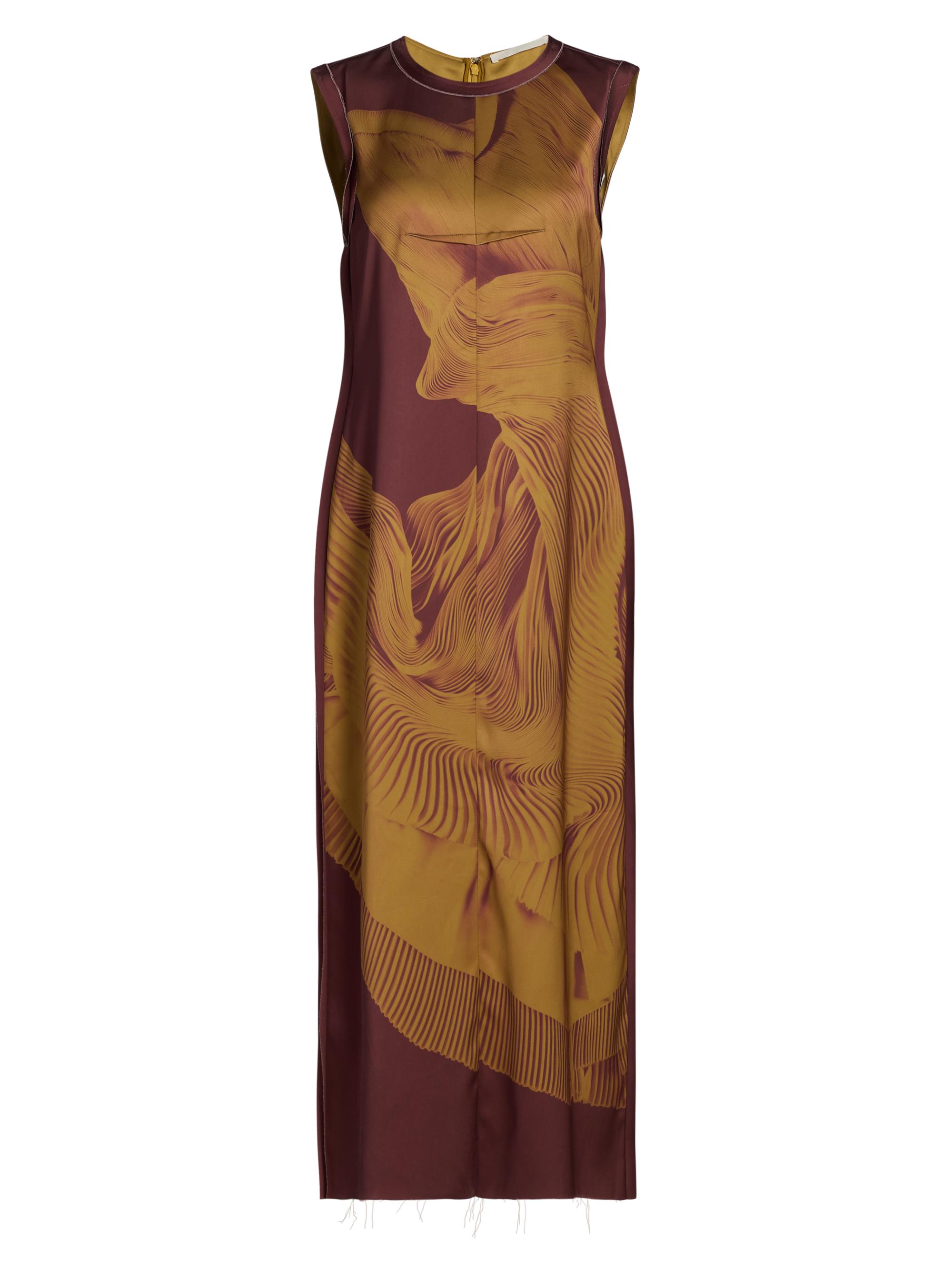 Jason Wu Collection Women's Dancing Pleat Double-Face Satin Midi-Dress - Medjool Bronze