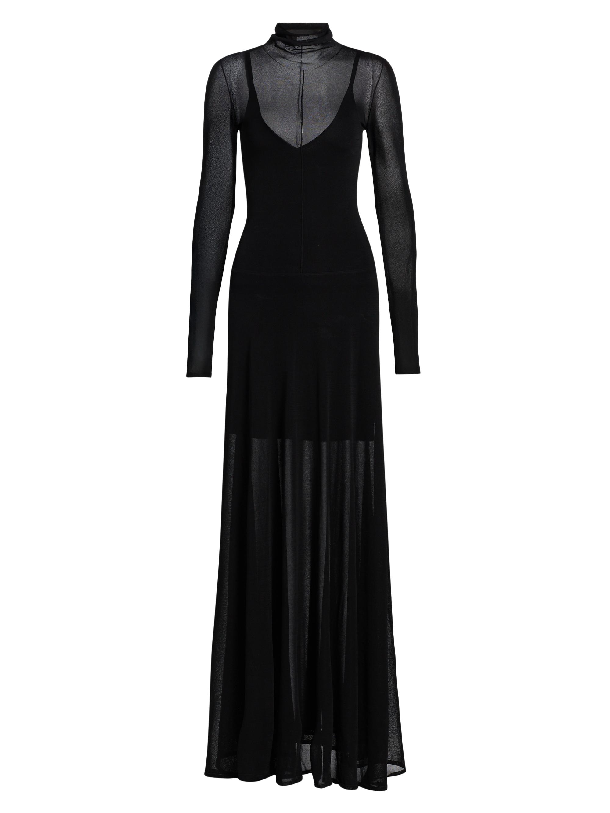 Jason Wu Collection Women's Semi-Sheer Long-Sleeve Turtleneck Maxi Dress - Black