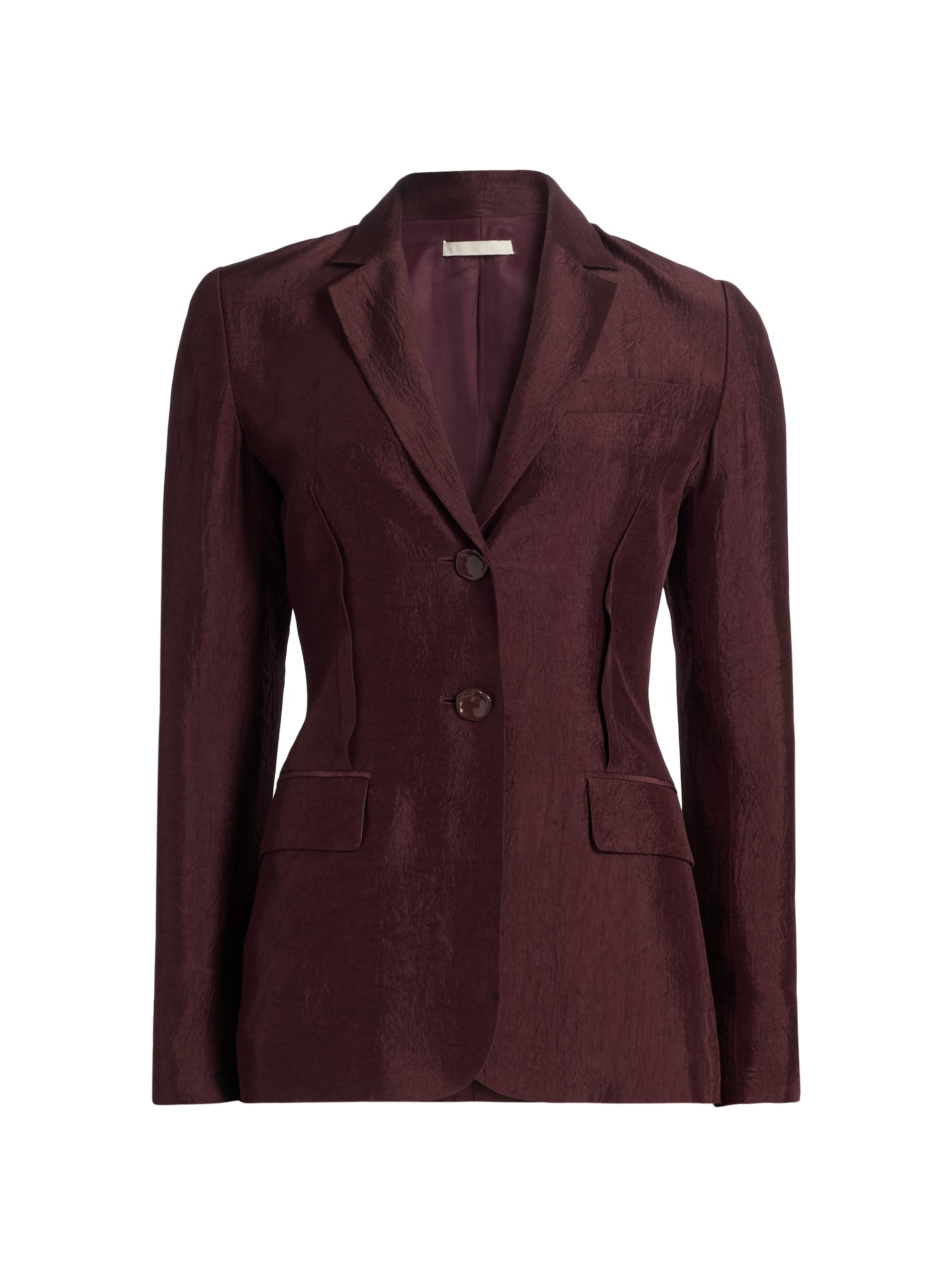 Jason Wu Collection Women's Notch Lapel Crinkled Satin Blazer - Medjool