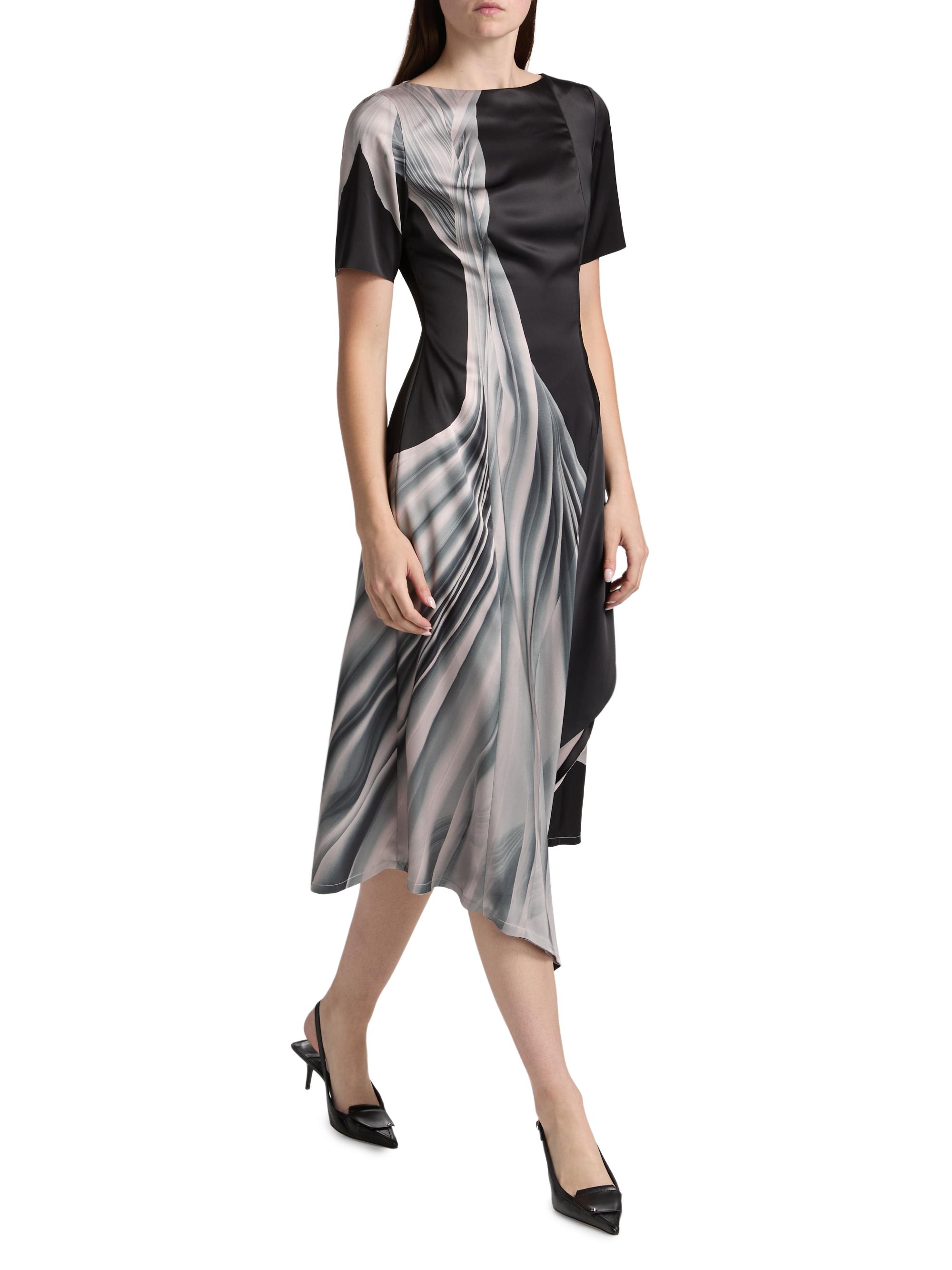 Jason Wu Collection Women's Dancing Pleated Fit-And-Flare Midi-Dress - Black Light Pink Multi - Size 0