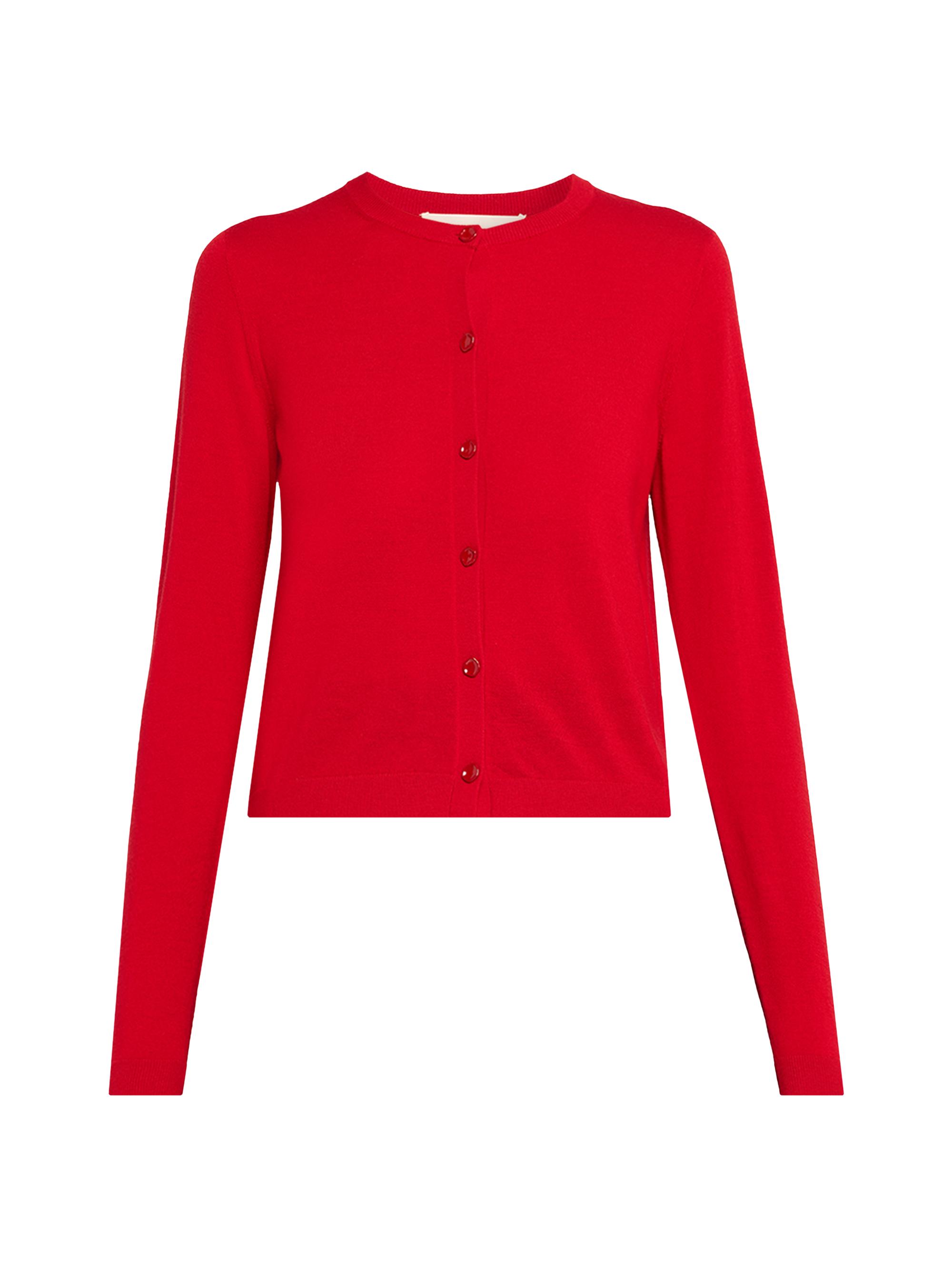 Jason Wu Women's Merino Wool Crewneck Cardigan - Red