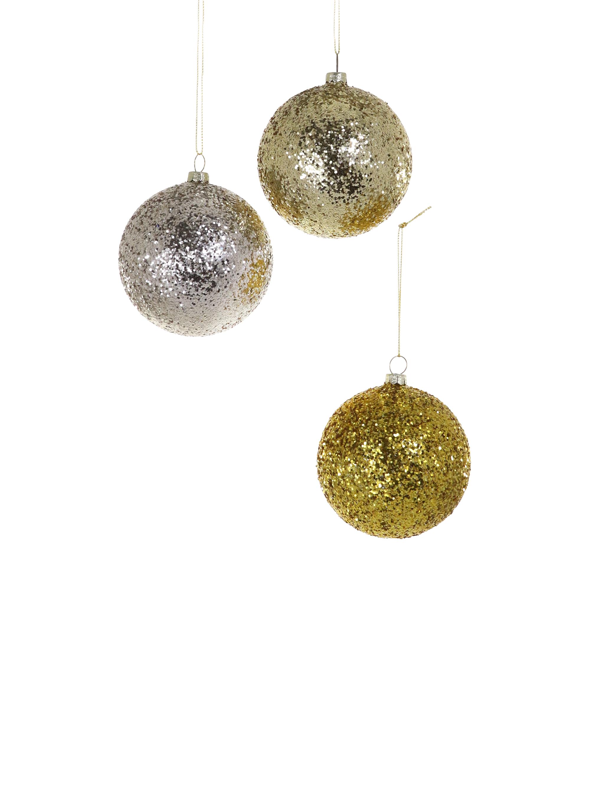 Cody Foster & Co Glitter Bubble Glass Ornaments 3-Piece Set