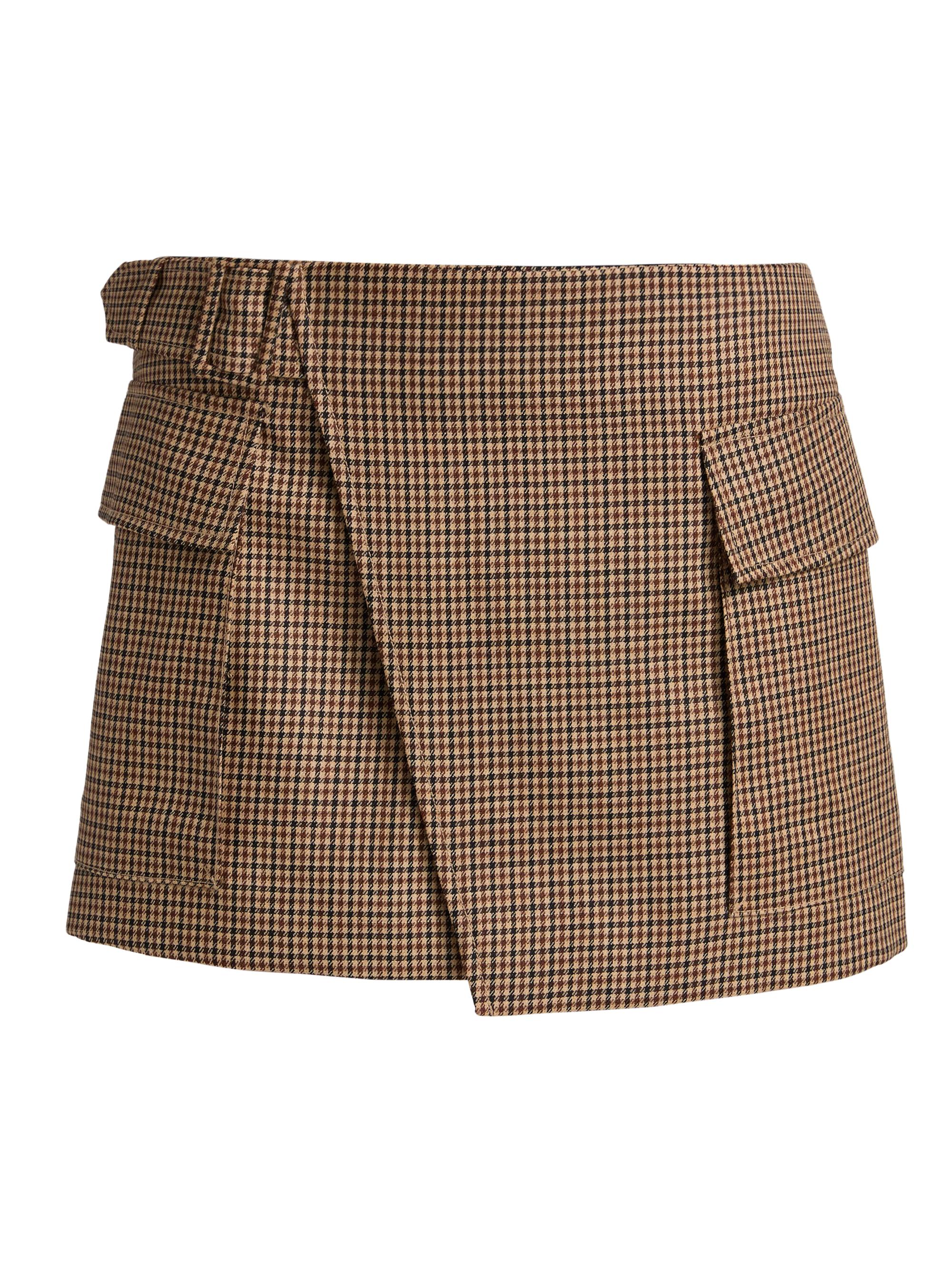 A.L.C. Women's Plaid Wool Wrap Miniskirt - Tan Multi
