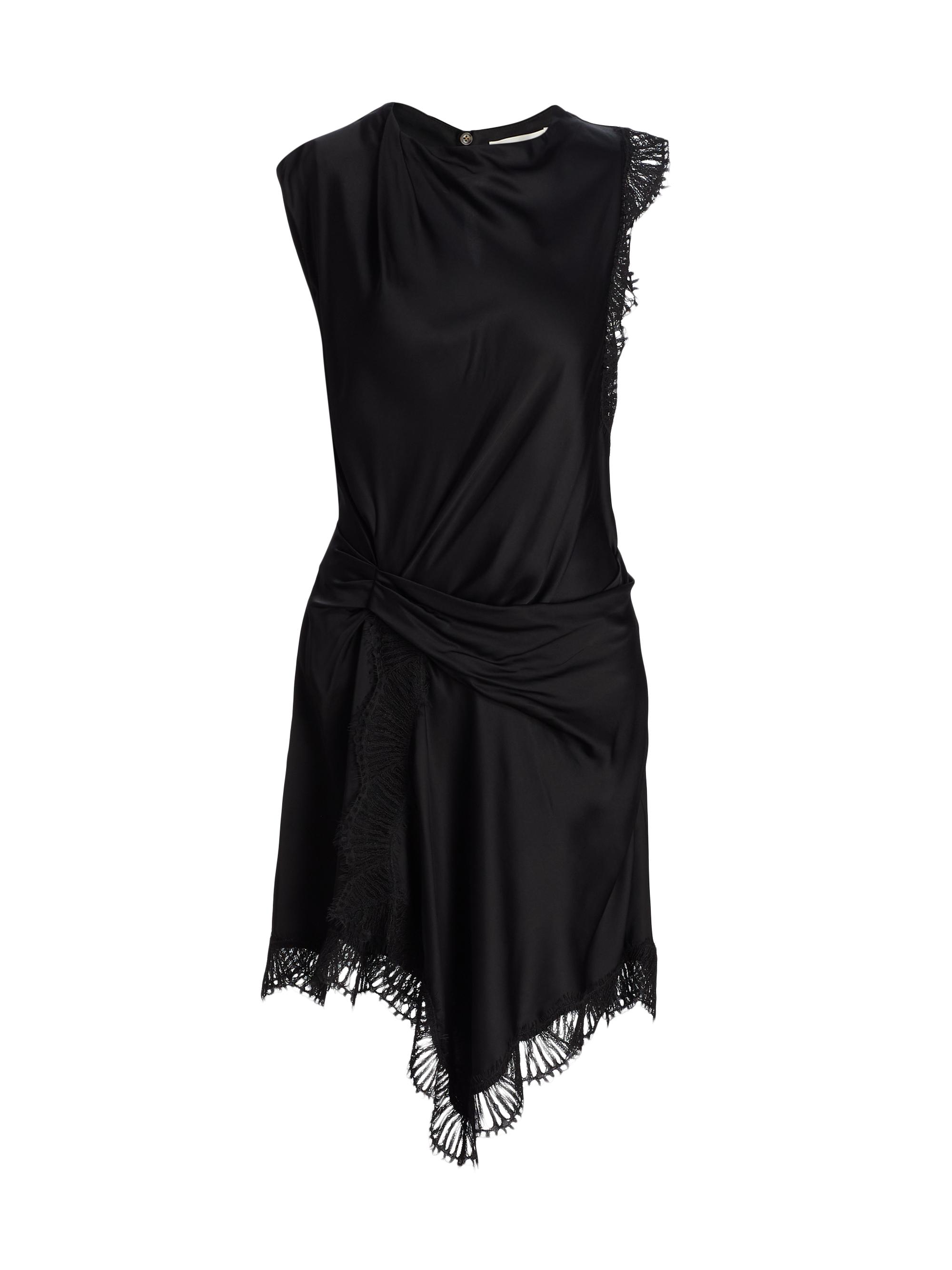 A.L.C. Women's Dion Draped Lace-Trimmed Minidress - Black