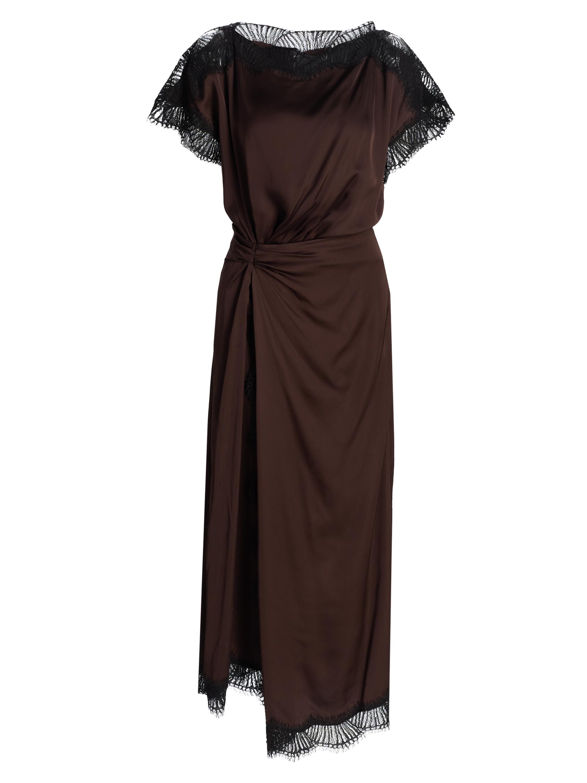 A.L.C. Women's Luna Draped Lace-Trimmed Dress - Cocoa Black