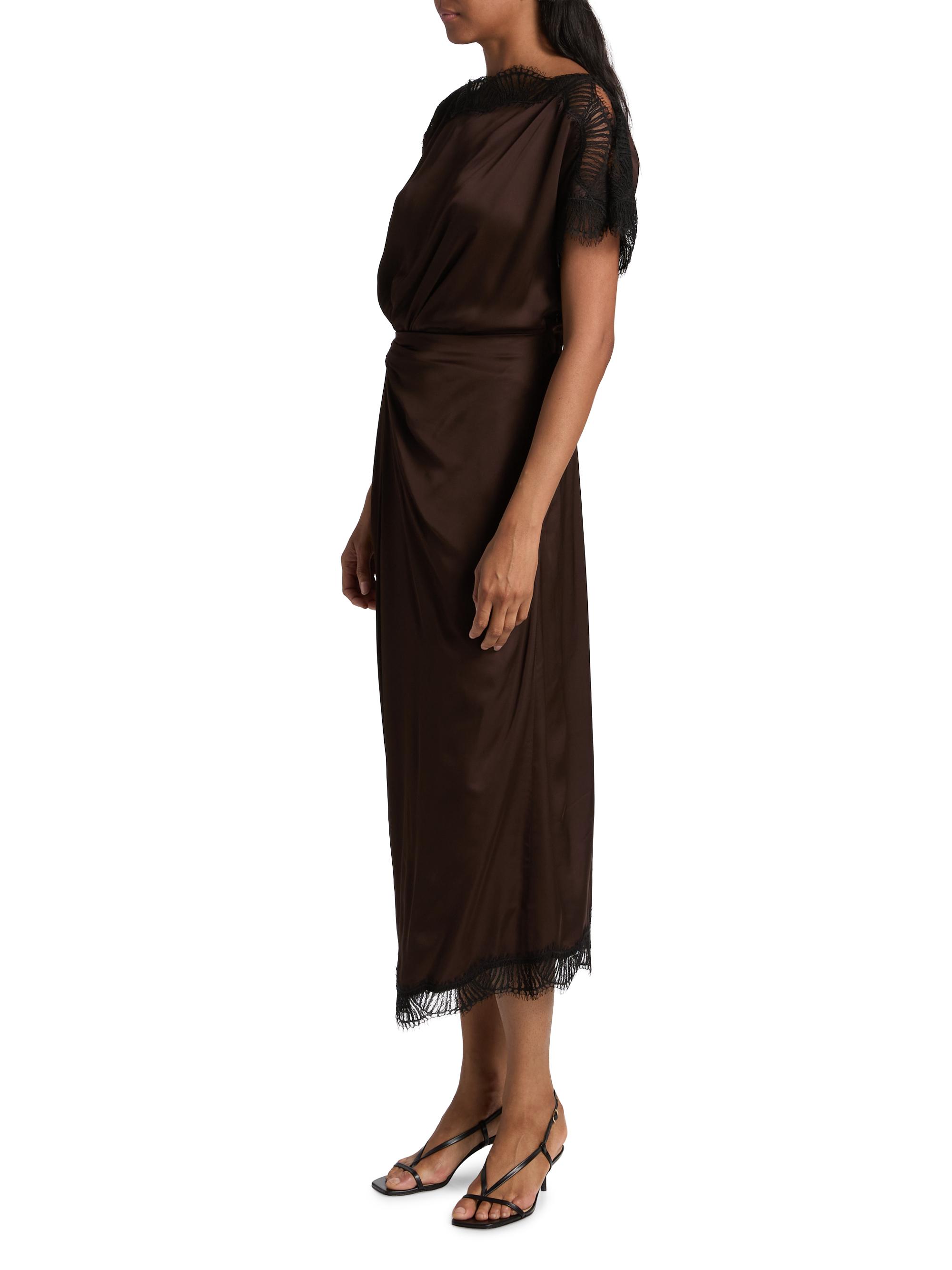 black lace boho maxi dress Bluivy Boho Floral Lace Maxi Dress with Lining in Black M