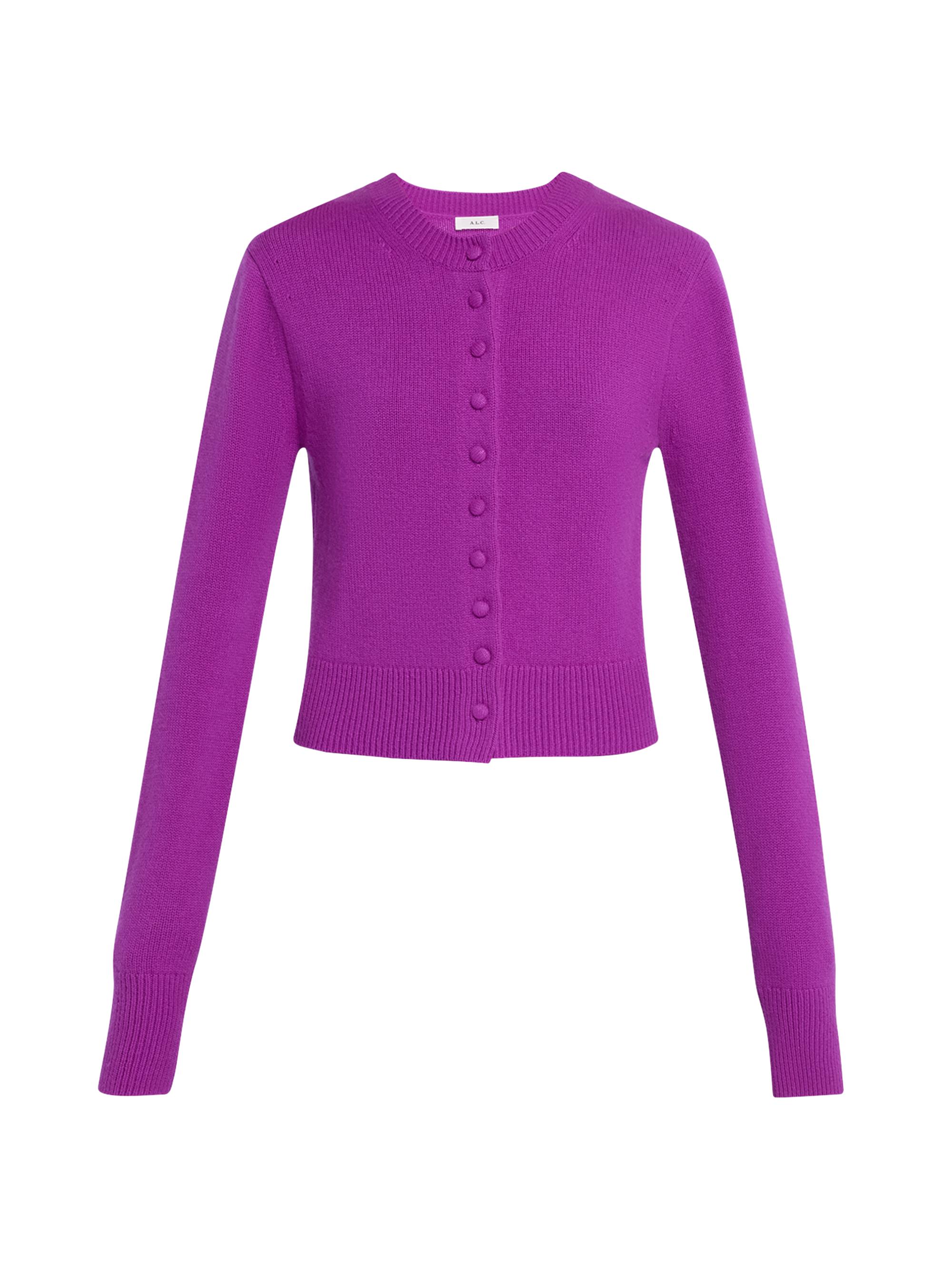 A.L.C. Women's Skyler Cashmere Crop Cardigan - Bright Purple