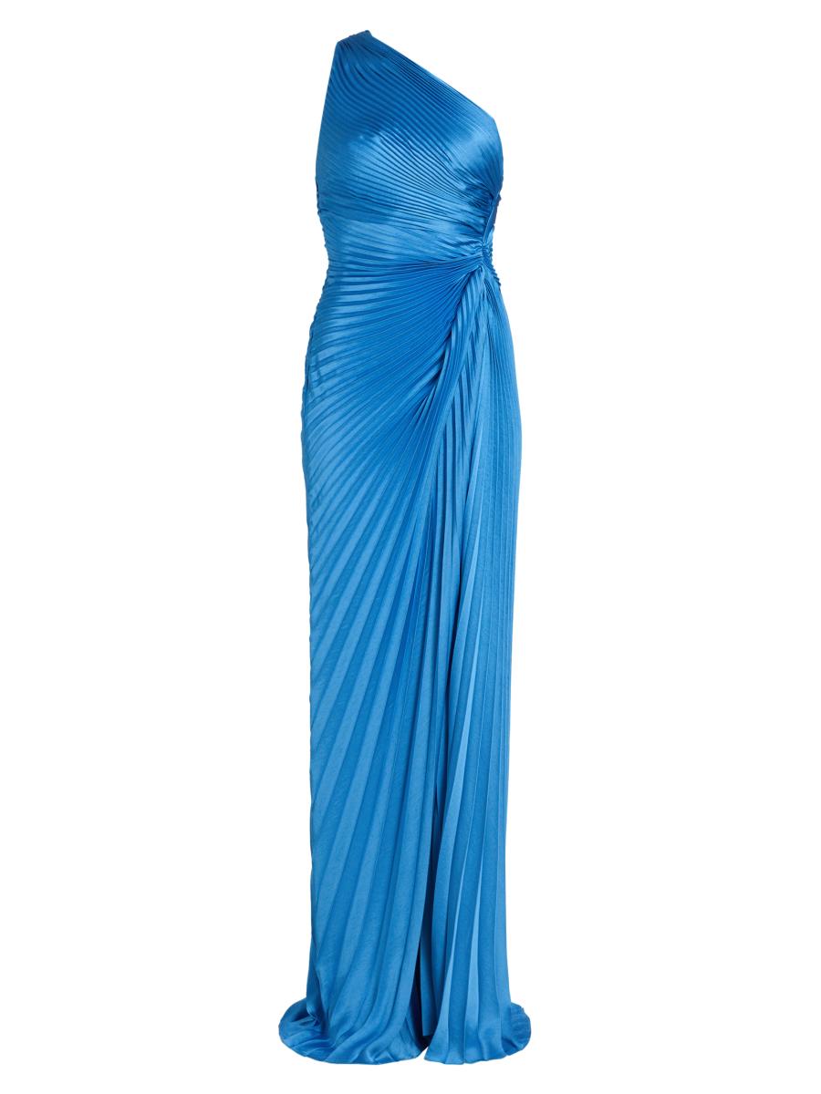 knee length dresses for ladies Tatiana Velvet One Shoulder Maxi Dress | Eucalyptus
