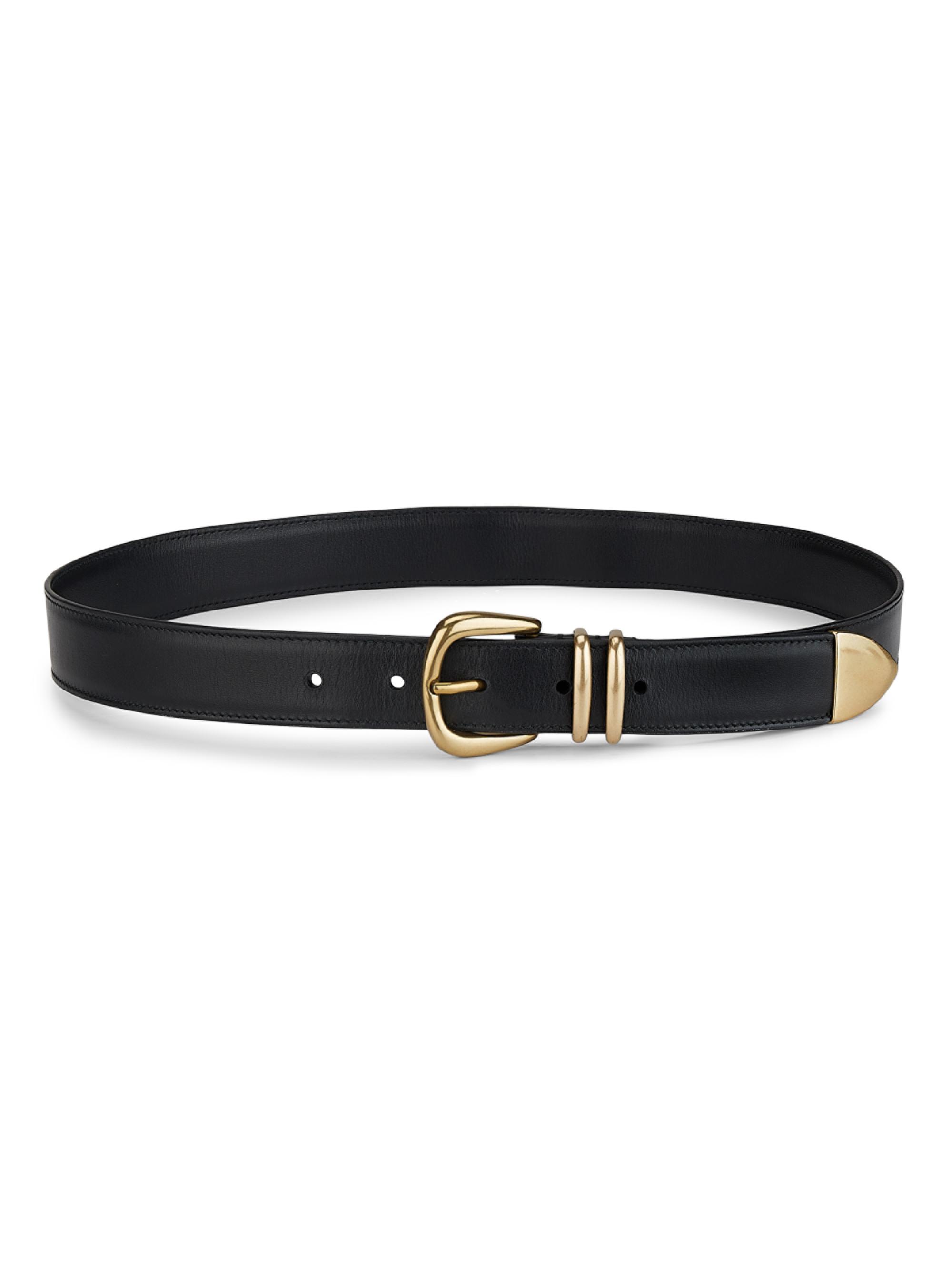 A.L.C. Women's Carson Leather Belt - Black Light Gold