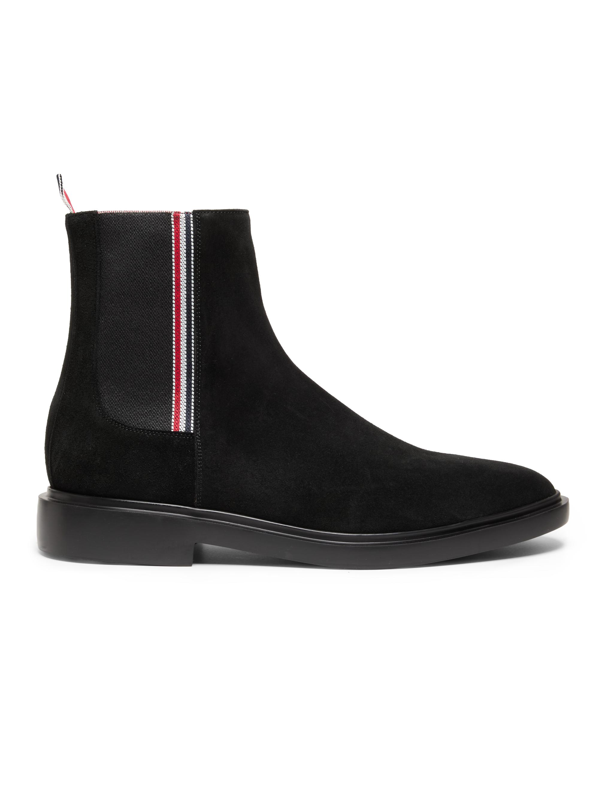 Thom Browne Men's RWB-Stripe Suede Chelsea Boots - Black