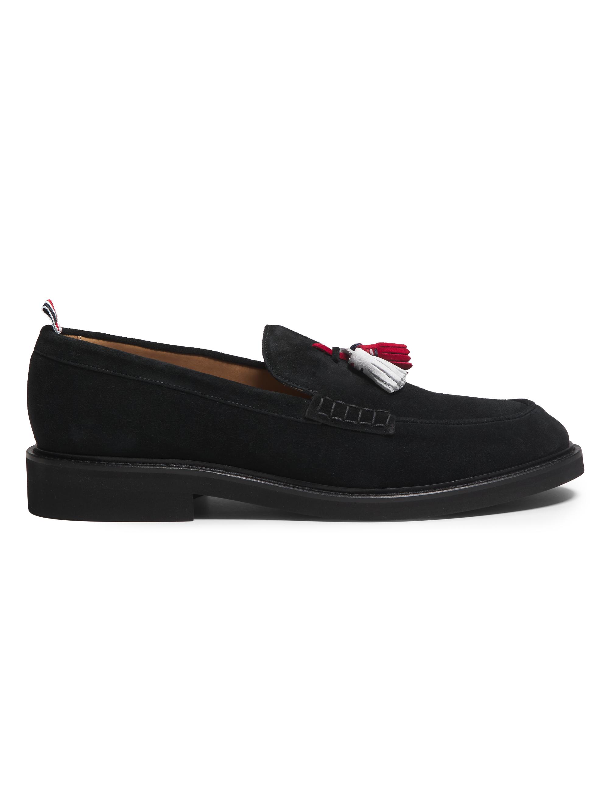Thom Browne Men's Tricolor-Tassel Suede Loafers - Black