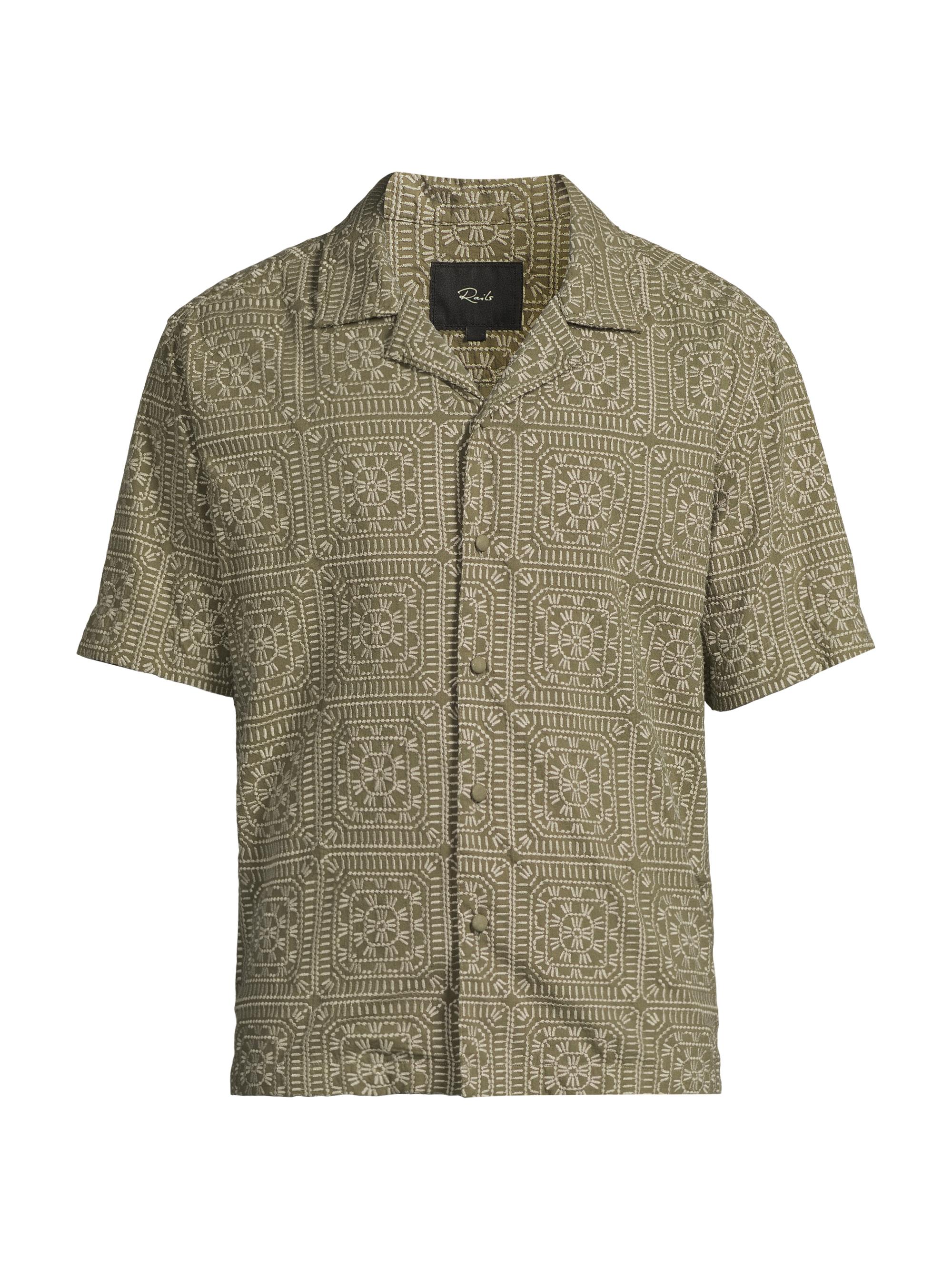 Rails Men's Tyler Cotton Camp Shirt - Surplus Sage Squares