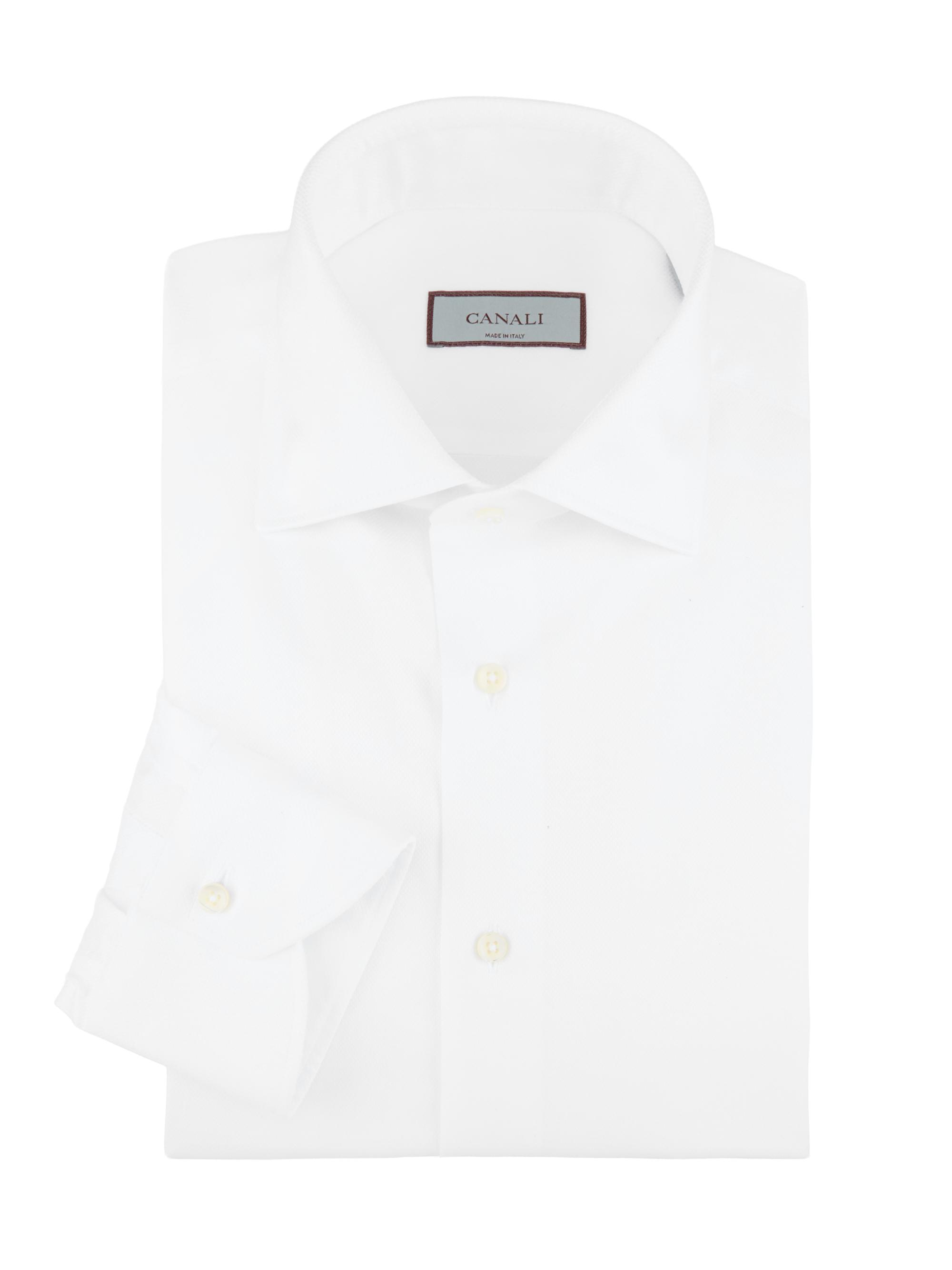Canali Men's Textured Modern-Fit Dress Shirt - White