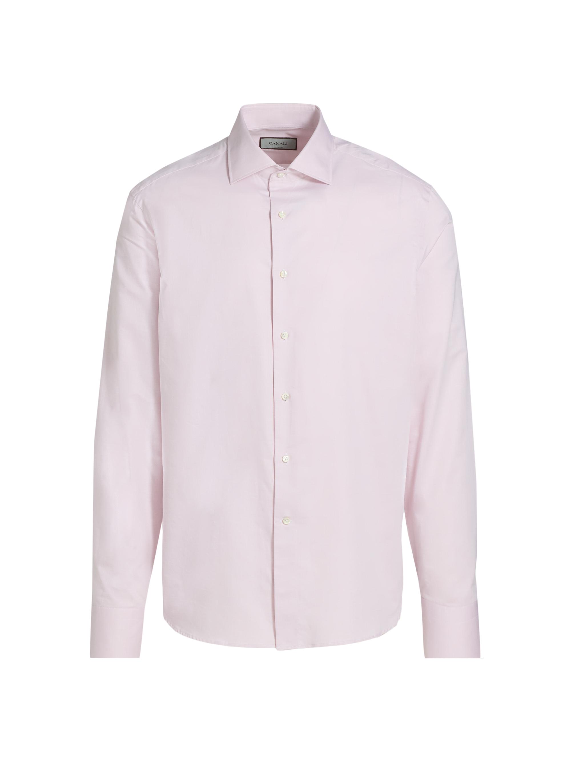 Canali Men's Solid Cotton Dress Shirt - Light Pink