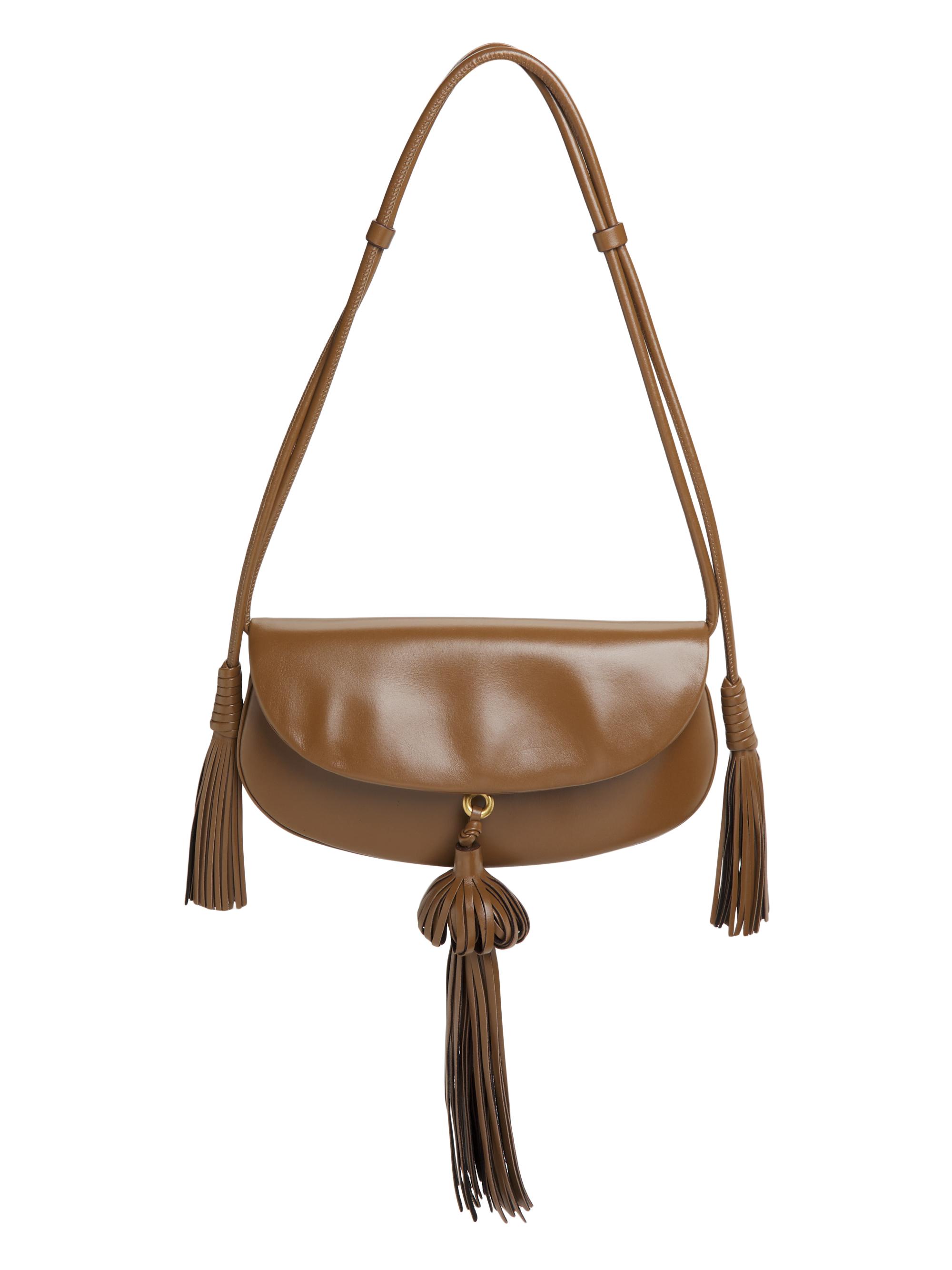 Ulla Johnson Women's Paloma Tassel Flap Leather Shoulder Bag - Chestnut
